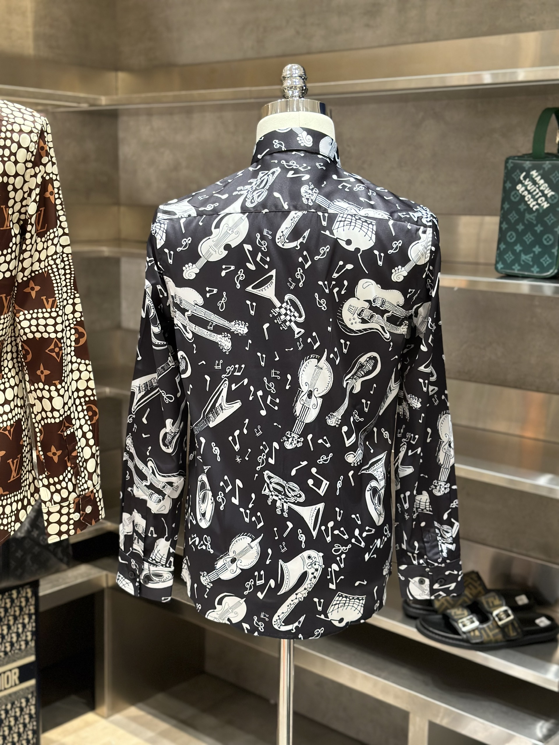 Áo sơ mi dài tay Dolce Gabbana DG Đen họa tiết nhạc cụ đàn kèn Like Auth VTN