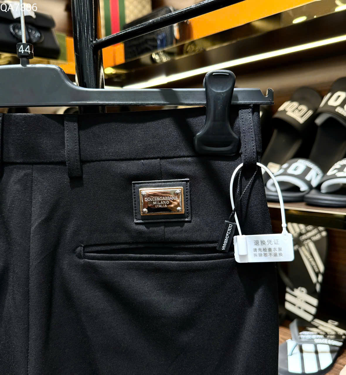 Quần tây, âu Dolce Gabbana DG Đen logo tag vuông sau Like Auth MK
