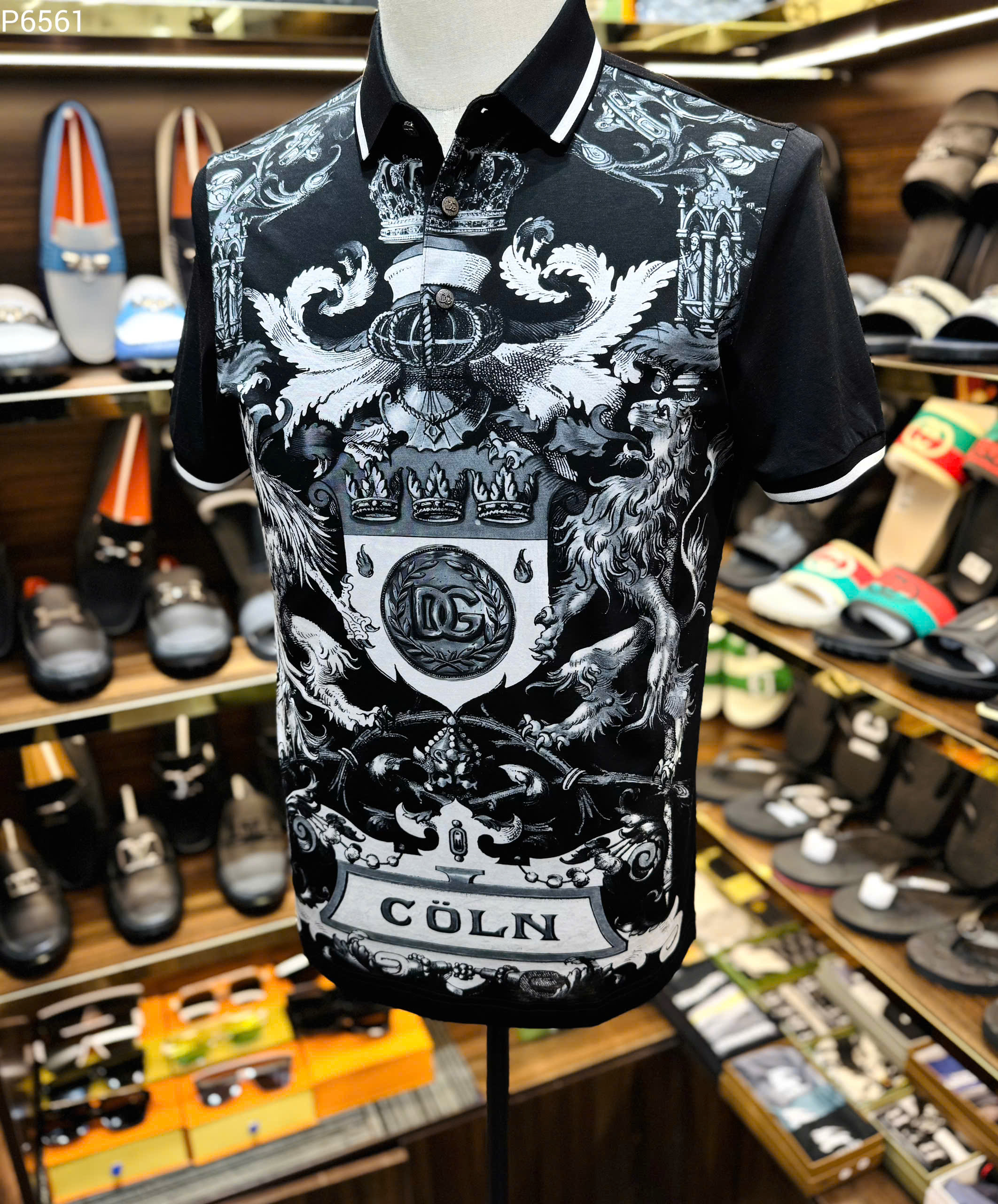Áo polo Dolce Gabbana DG Đen họa tiết Coln Like Auth MK