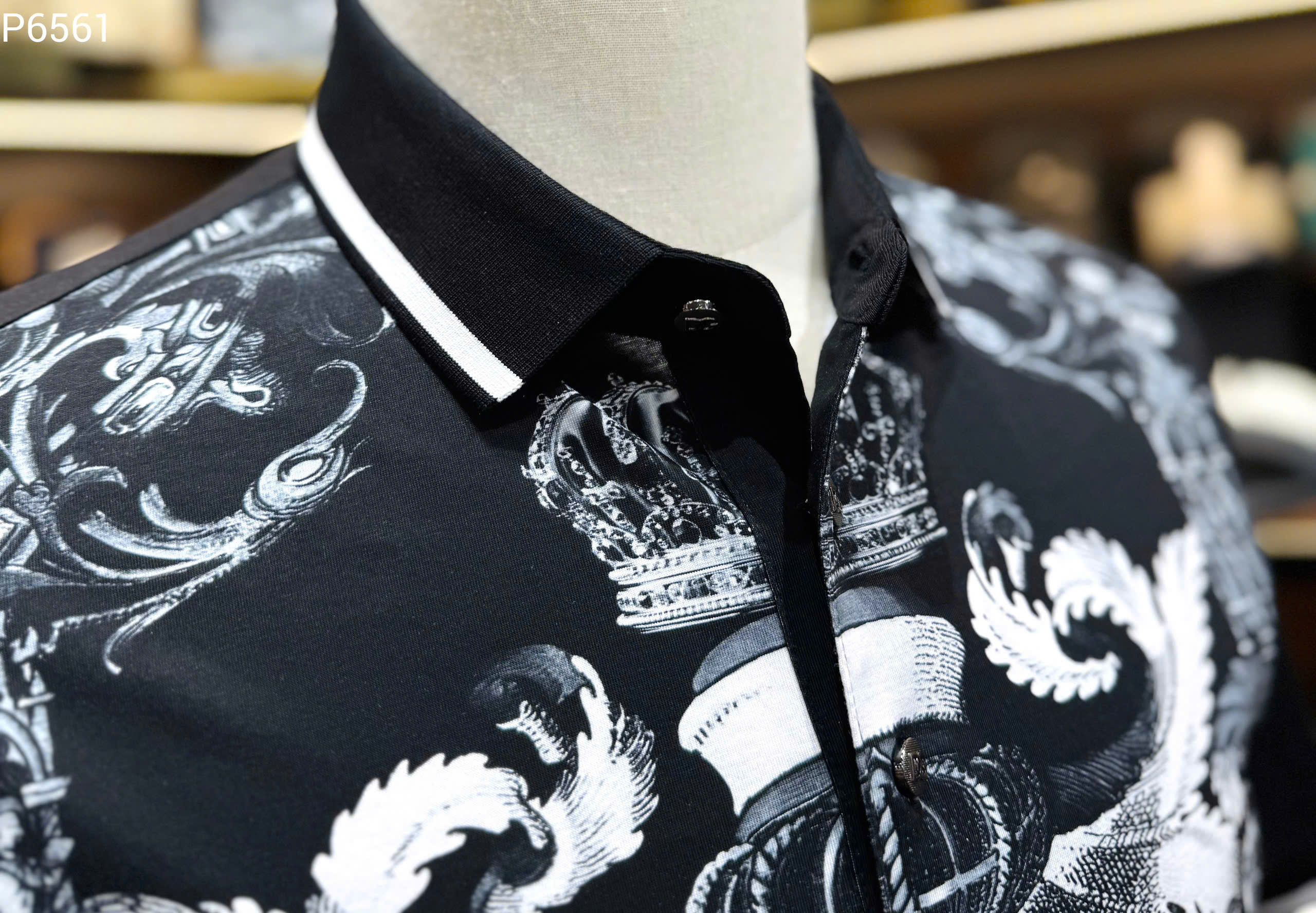 Áo polo Dolce Gabbana DG Đen họa tiết Coln Like Auth MK