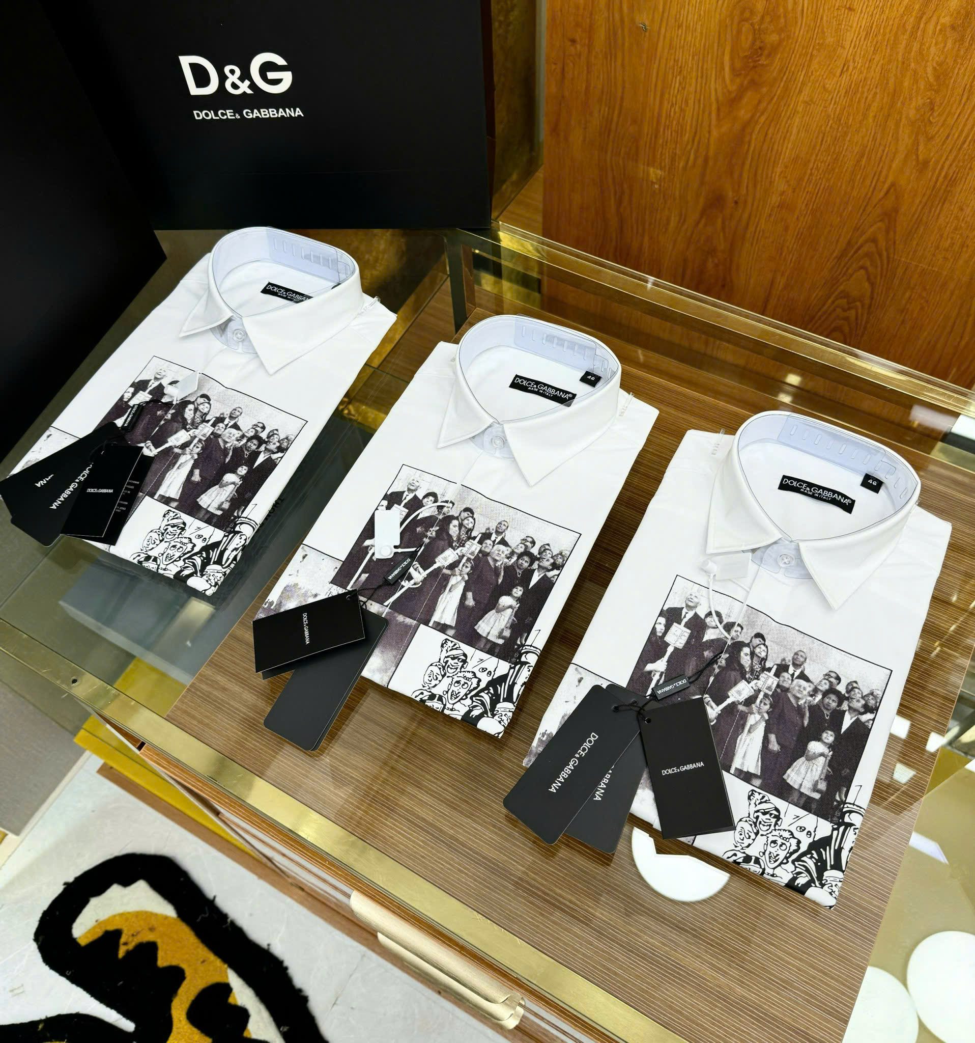 Áo sơ mi dài tay Dolce Gabbana DG Trắng họa tiết người Like Auth CD
