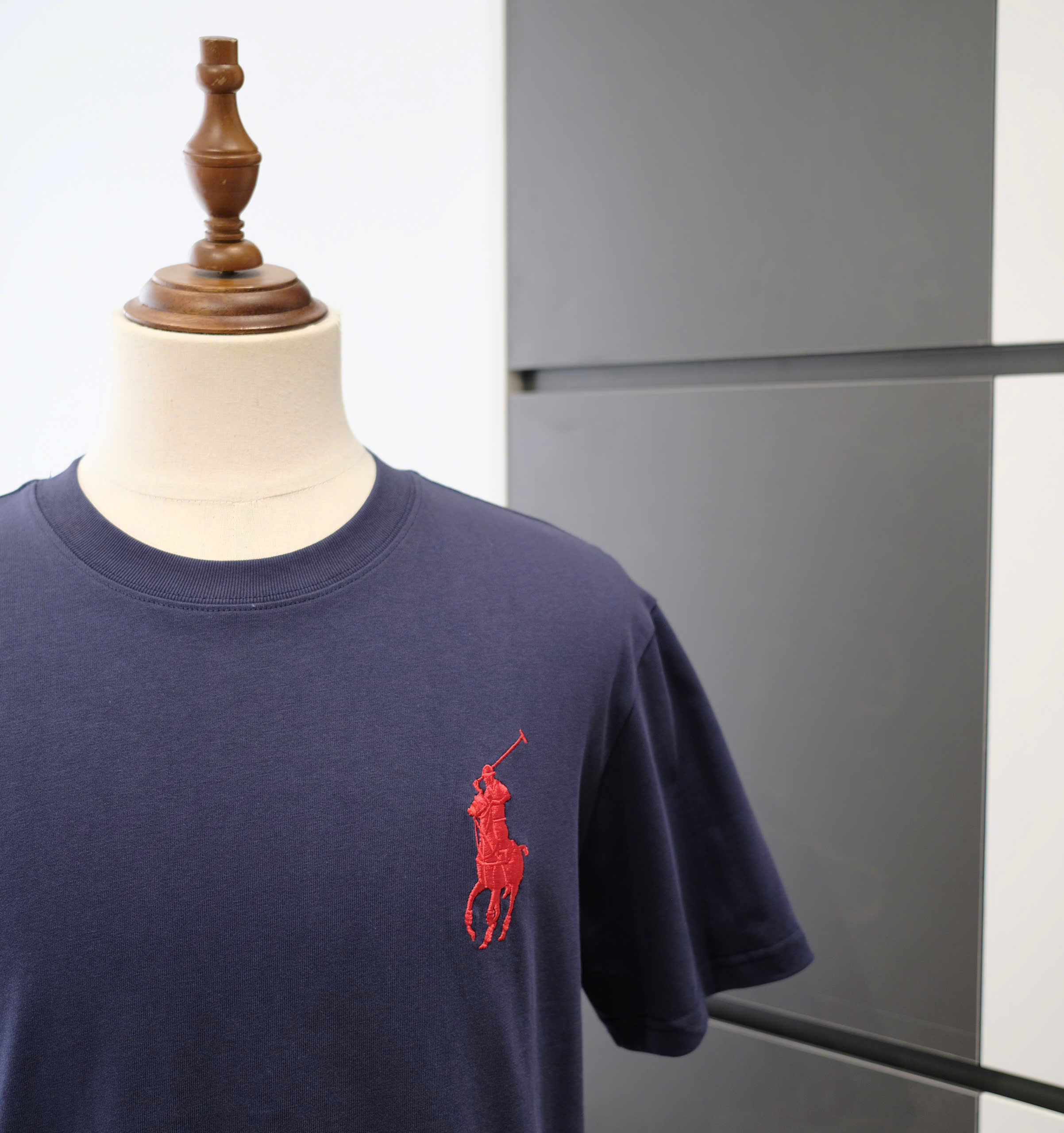 Áo phông T-shirt Polo Ralph Lauren Xanh than logo ngựa 3 Đỏ thêu ngực tay Like Auth DDT