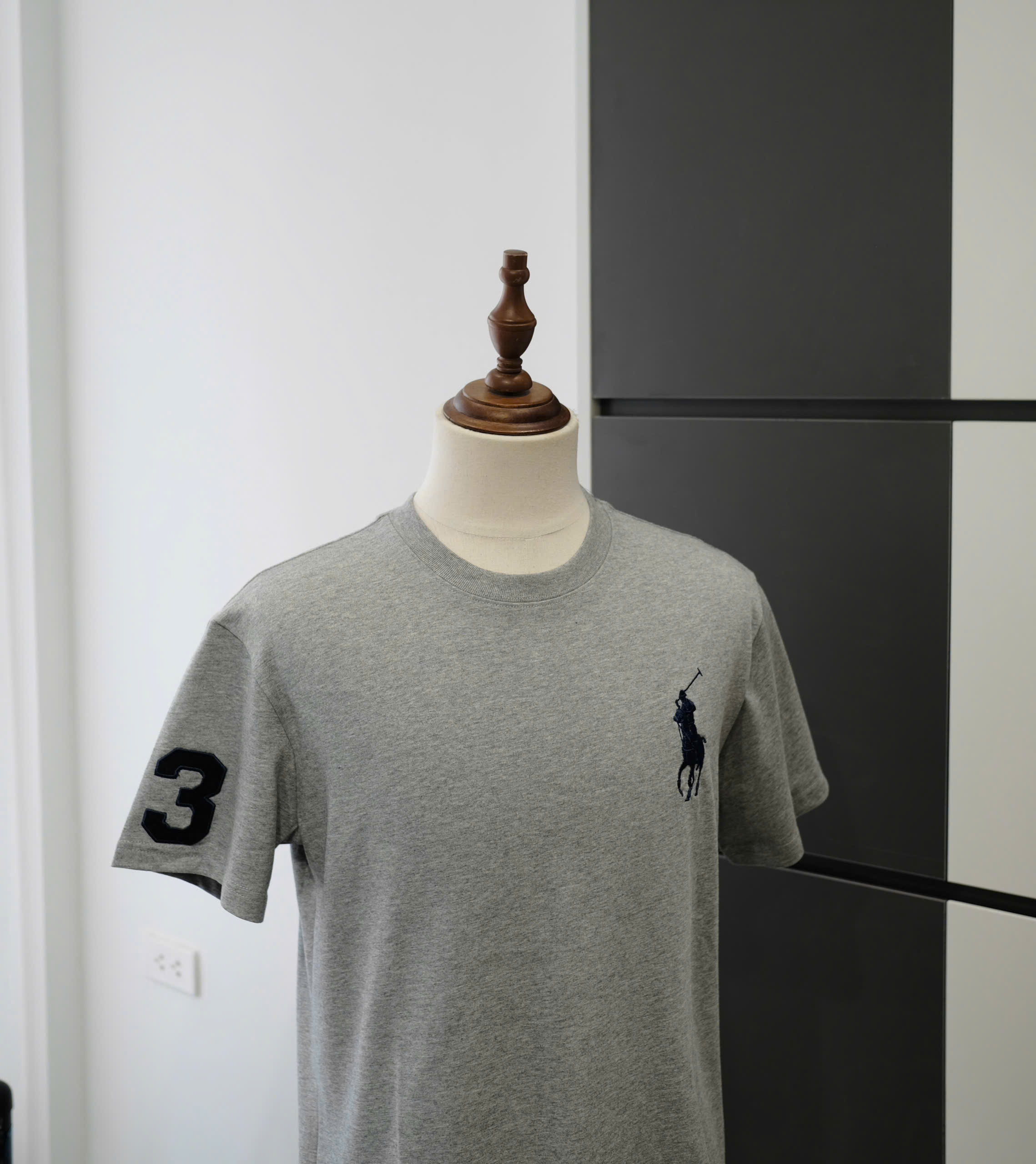 Áo phông T-shirt Polo Ralph Lauren Xám logo ngựa 3 Đen thêu ngực tay Like Auth DDT
