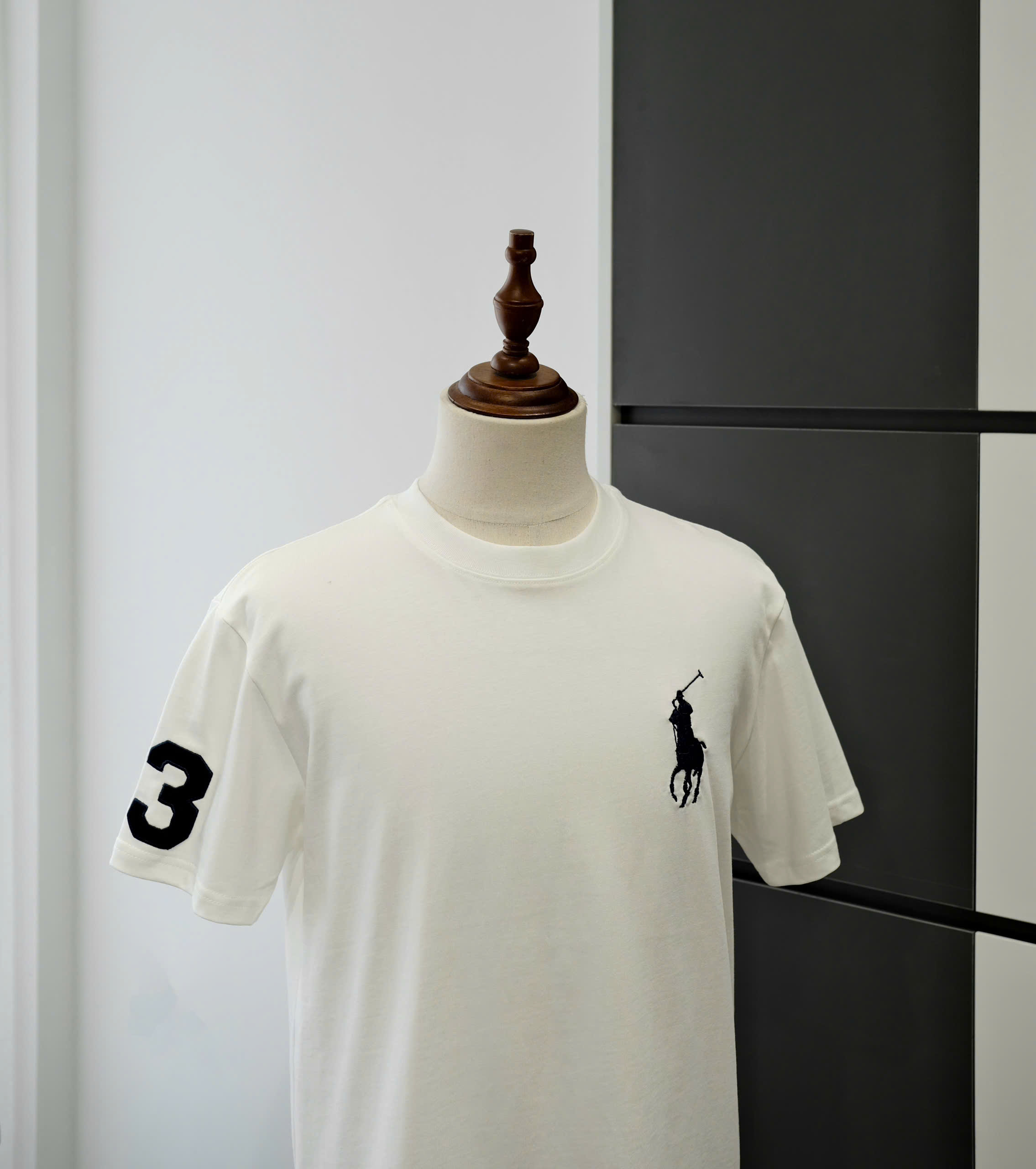 Áo phông T-shirt Polo Ralph Lauren Trắng logo ngựa 3 Đen thêu ngực tay Like Auth DDT