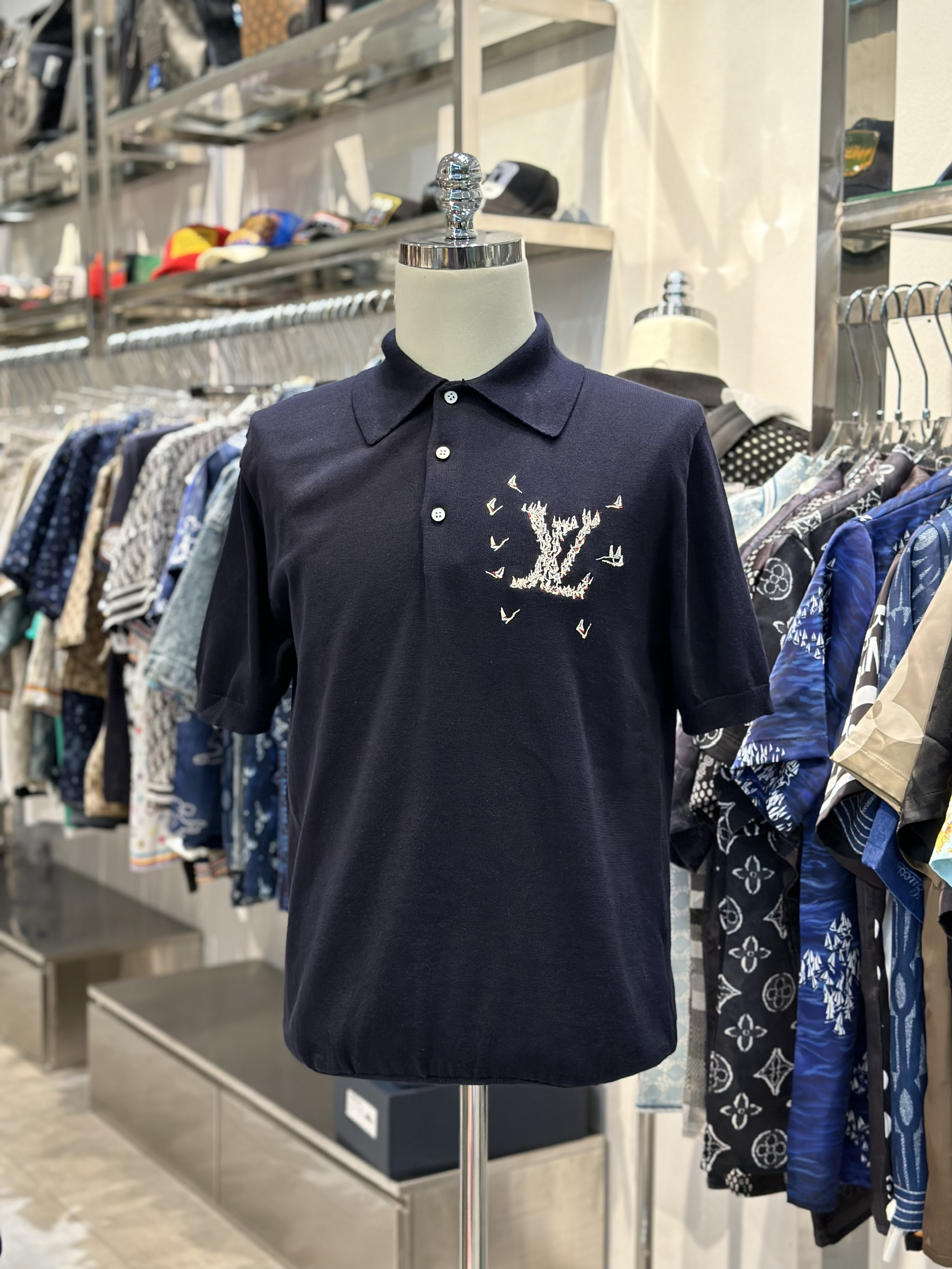 Áo polo Louis Vuitton LV Xanh than logo thuyền thêu ngực Like Auth VTN