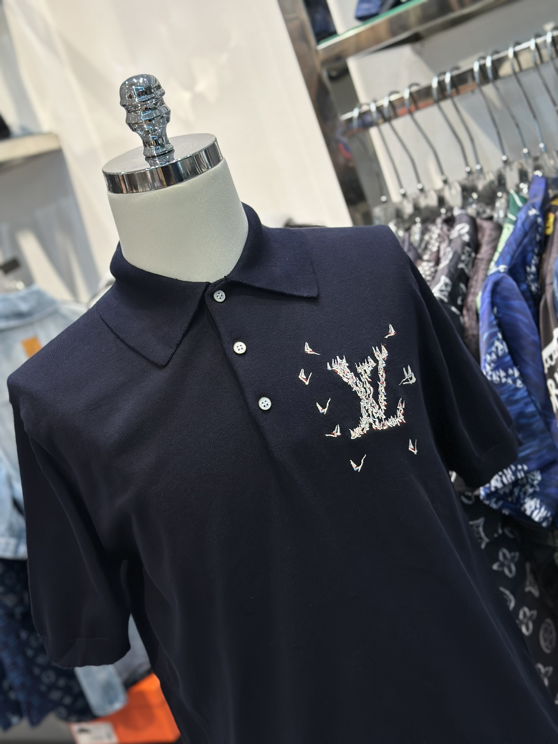 Áo polo Louis Vuitton LV Xanh than logo thuyền thêu ngực Like Auth VTN