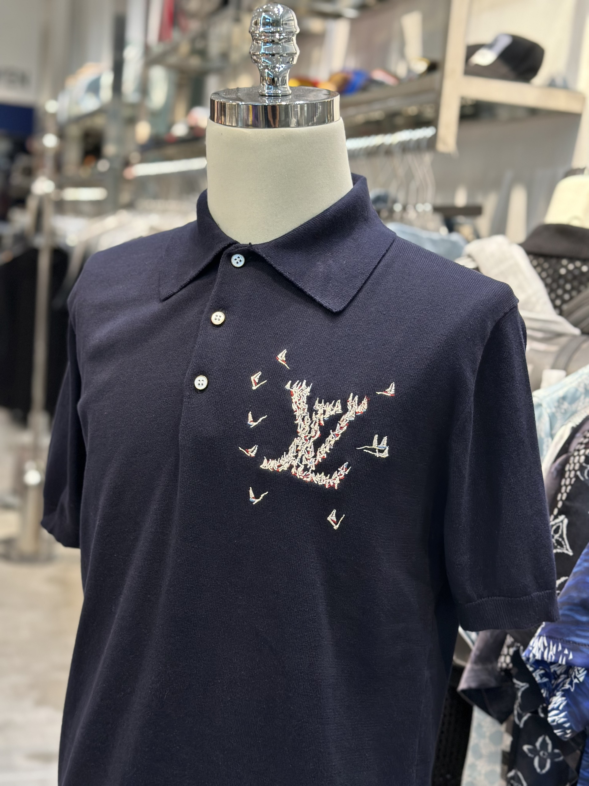 Áo polo Louis Vuitton LV Xanh than logo thuyền thêu ngực Like Auth VTN