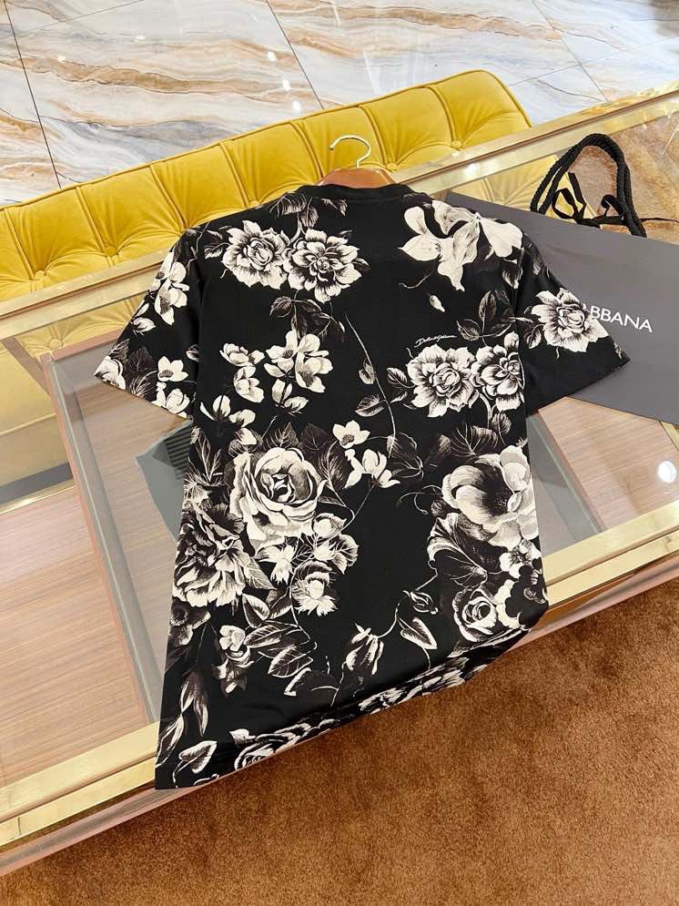 Áo phông T-shirt Dolce Gabbana DG Đen họa tiết hoa Trắng loang full Like Auth VTN