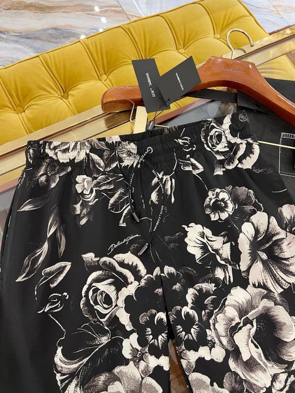 Quần short gió Dolce Gabbana DG Đen họa tiết hoa Trắng loang full Like Auth VTN