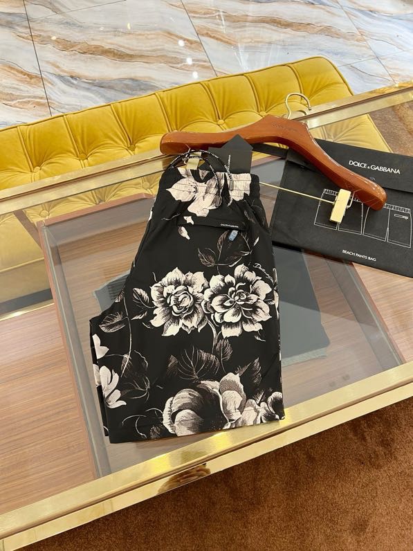 Quần short gió Dolce Gabbana DG Đen họa tiết hoa Trắng loang full Like Auth VTN