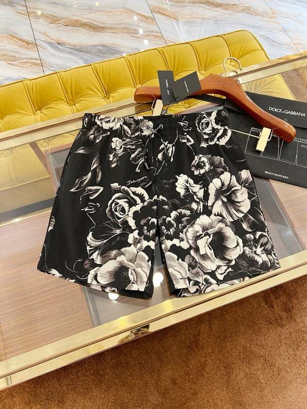 Quần short gió Dolce Gabbana DG Đen họa tiết hoa Trắng loang full Like Auth VTN