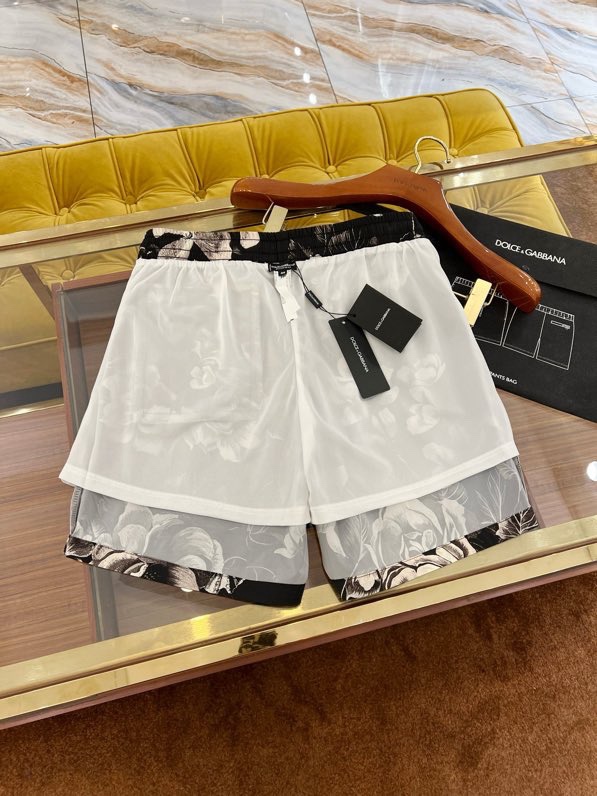Quần short gió Dolce Gabbana DG Đen họa tiết hoa Trắng loang full Like Auth VTN