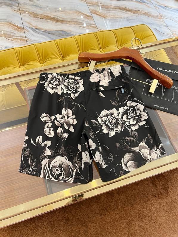 Quần short gió Dolce Gabbana DG Đen họa tiết hoa Trắng loang full Like Auth VTN