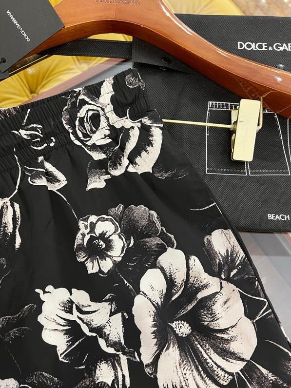 Quần short gió Dolce Gabbana DG Đen họa tiết hoa Trắng loang full Like Auth VTN
