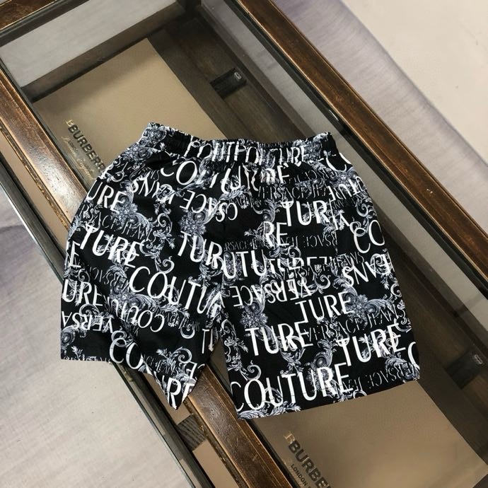 Quần short gió Versace VS Đen họa tiết hoa văn chữ Trắng loang full Like Auth VTN