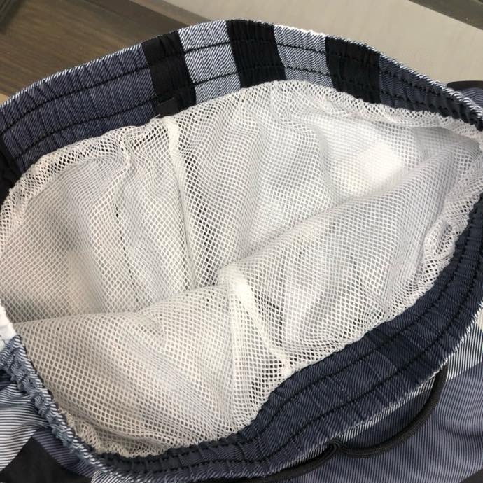 Quần short gió Burberry BBR Xanh kẻ sọc Xám to Like Auth VTN