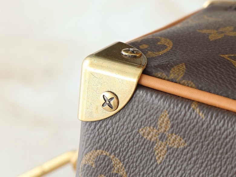 Túi hộp vuông đeo chéo Louis Vuitton LV Nâu nhạt họa tiết hoa vân logo LV phối xích Like Auth VTN