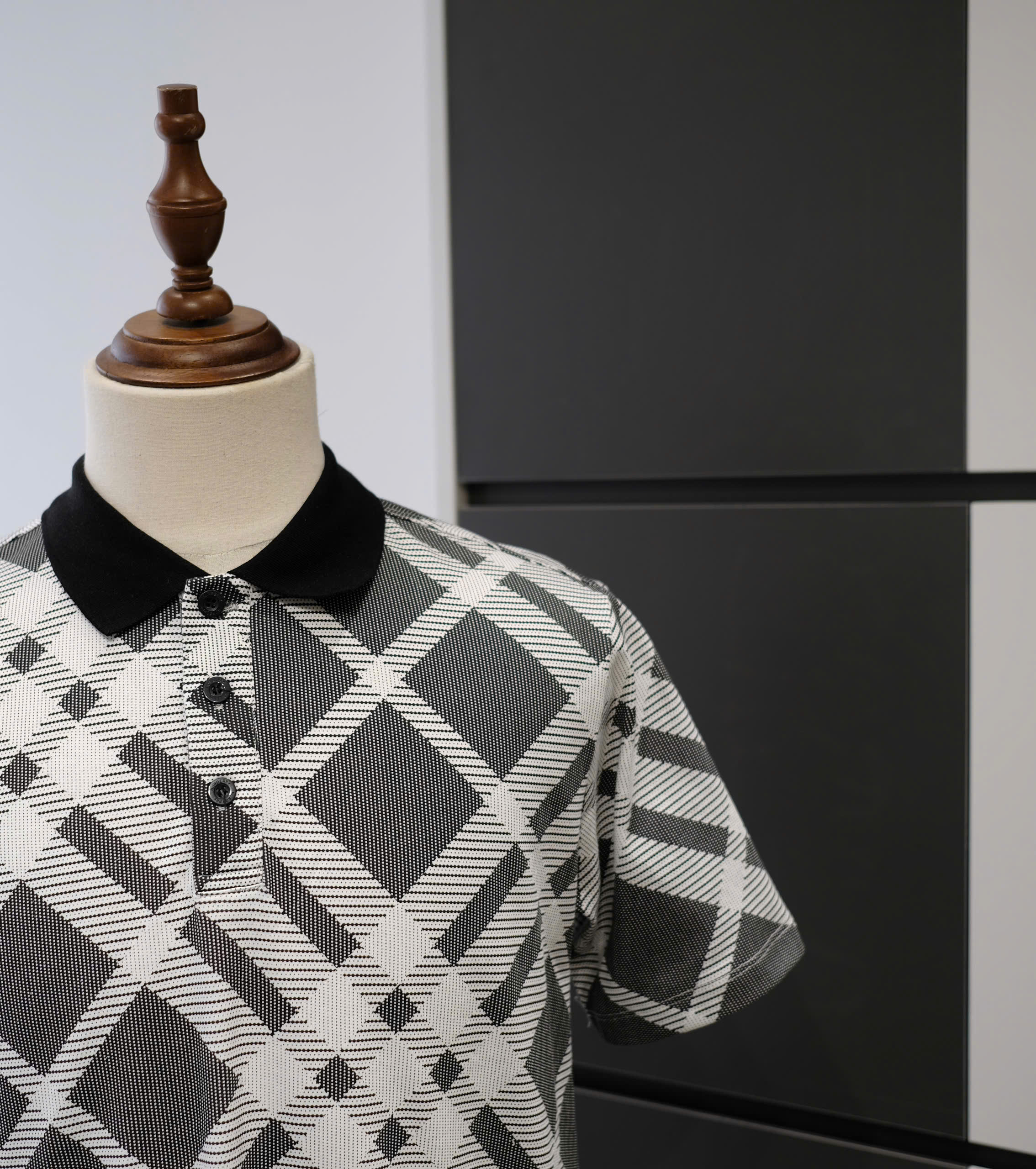 Áo polo Burberry BBR Xám kẻ sọc Trắng Like Auth DDT