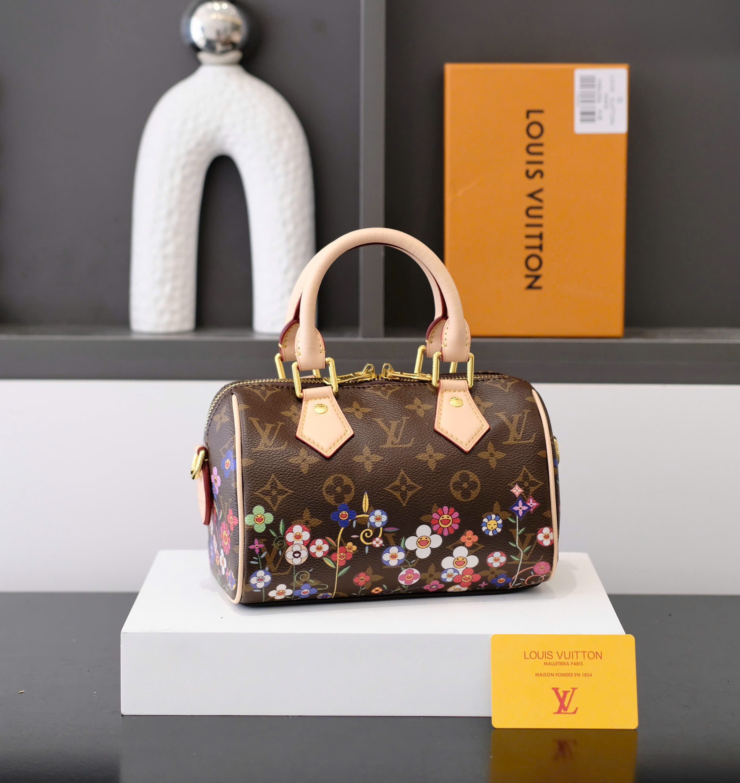 Túi trống mini đeo chéo, cầm tay Louis Vuitton LV Nâu họa tiết hoa vân logo size 25x14x11cm Like Auth fullbox DDT