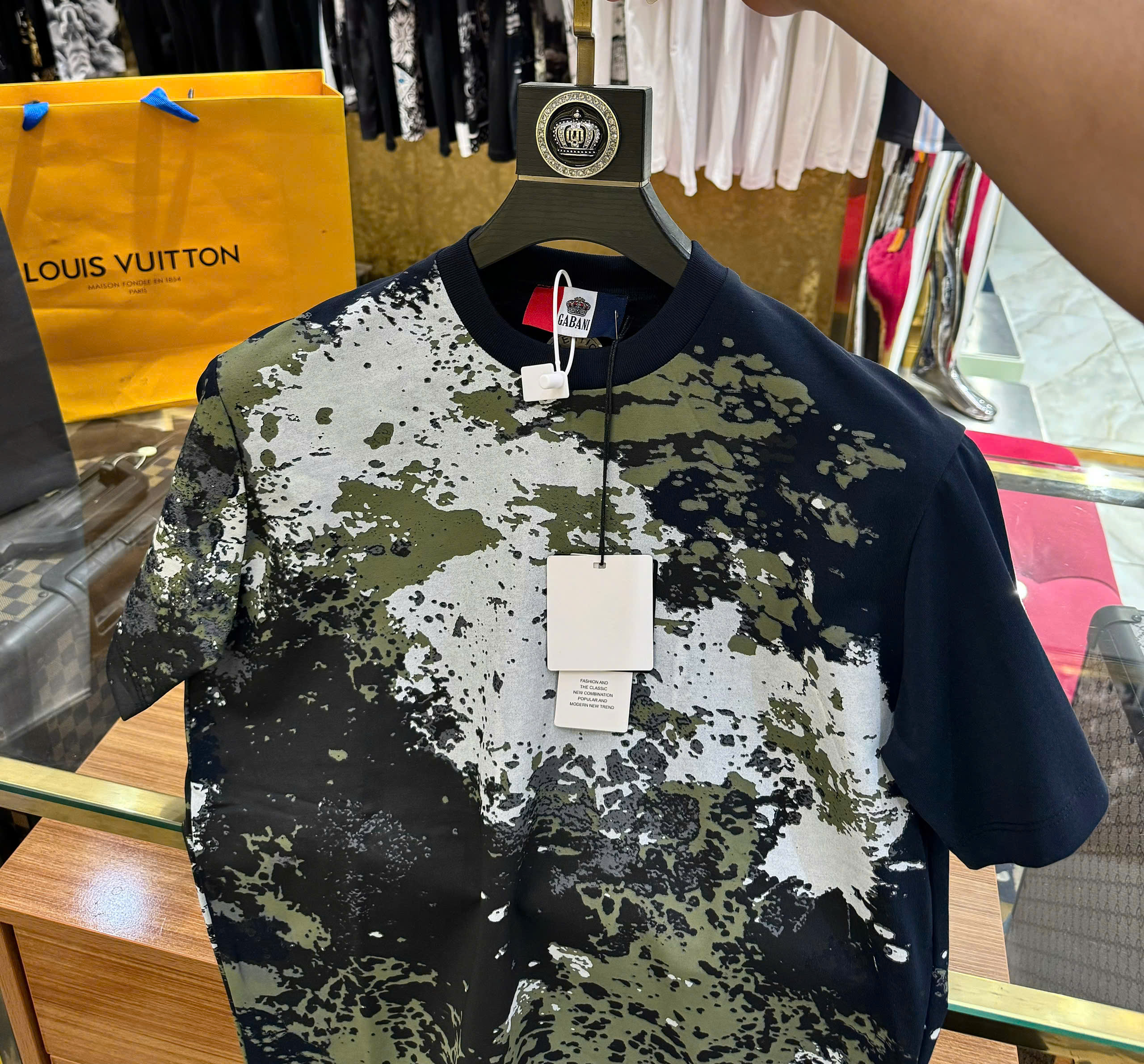 Áo phông T-shirt Dsquared2 DSQ2 Đen loang màu Trắng Xanh full Like Auth CD