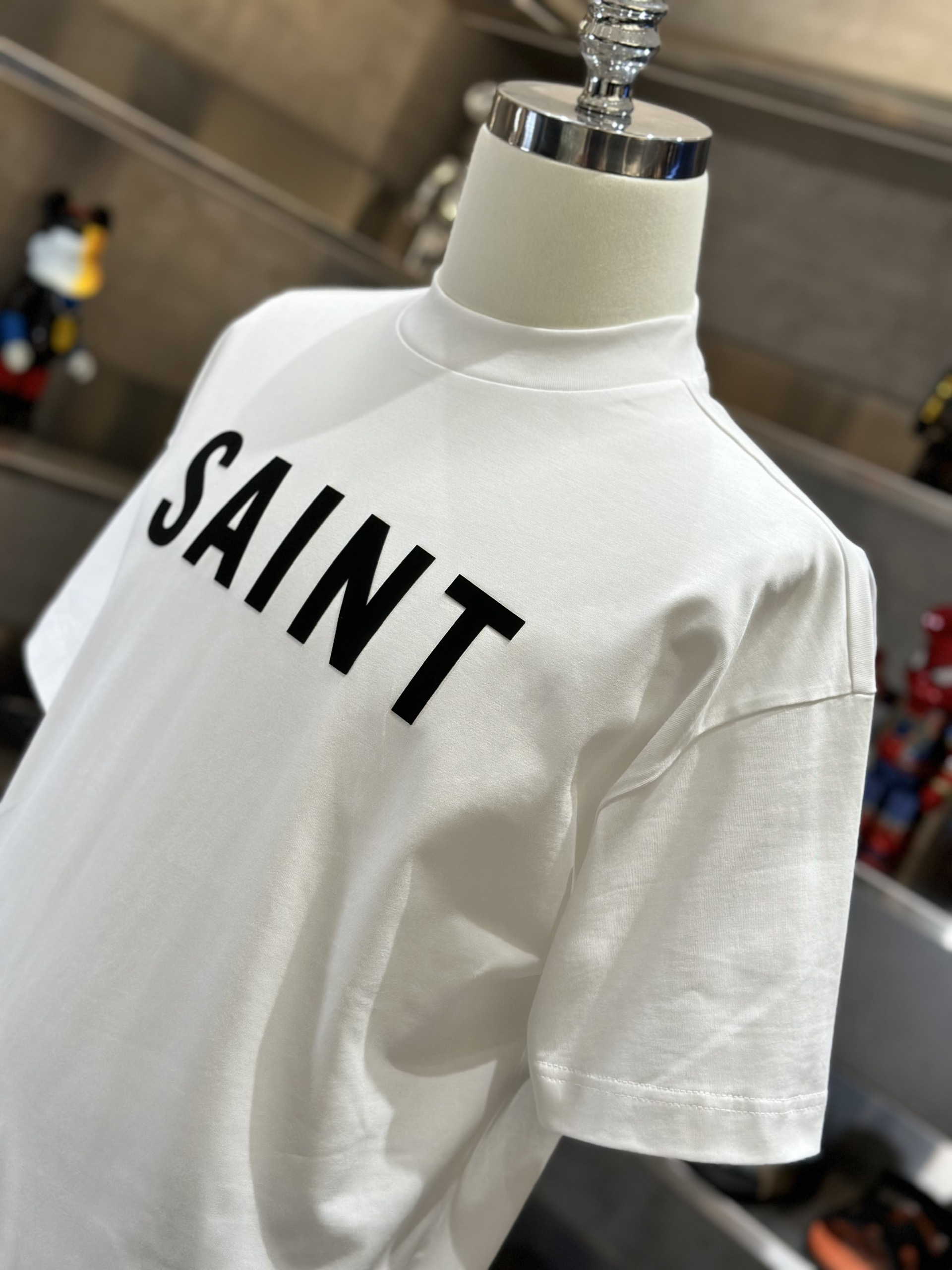 Áo phông T-shirt Saint Laurent YSL Trắng logo chữ Đen nổi ngực Like Auth VTN