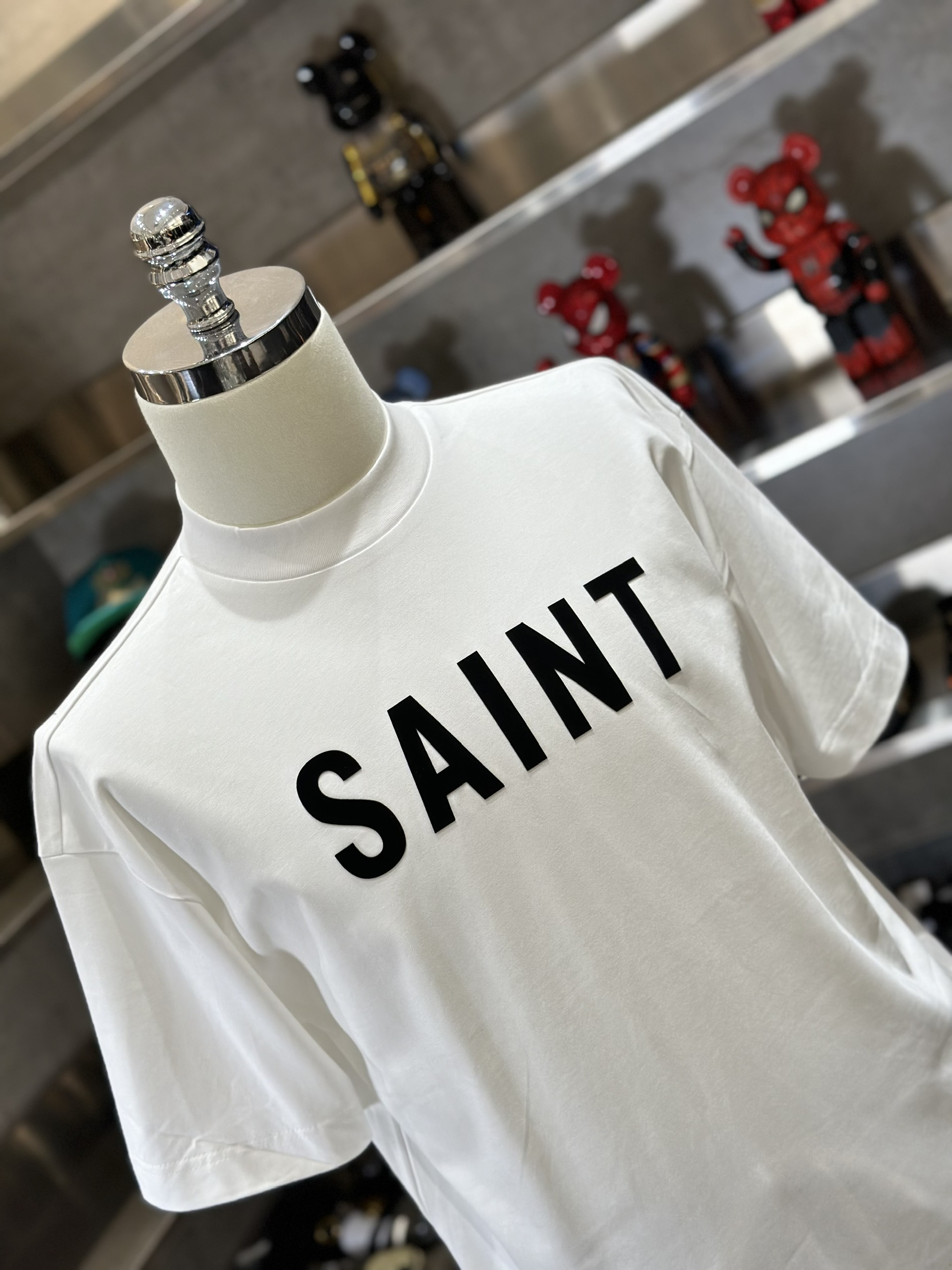 Áo phông T-shirt Saint Laurent YSL Trắng logo chữ Đen nổi ngực Like Auth VTN