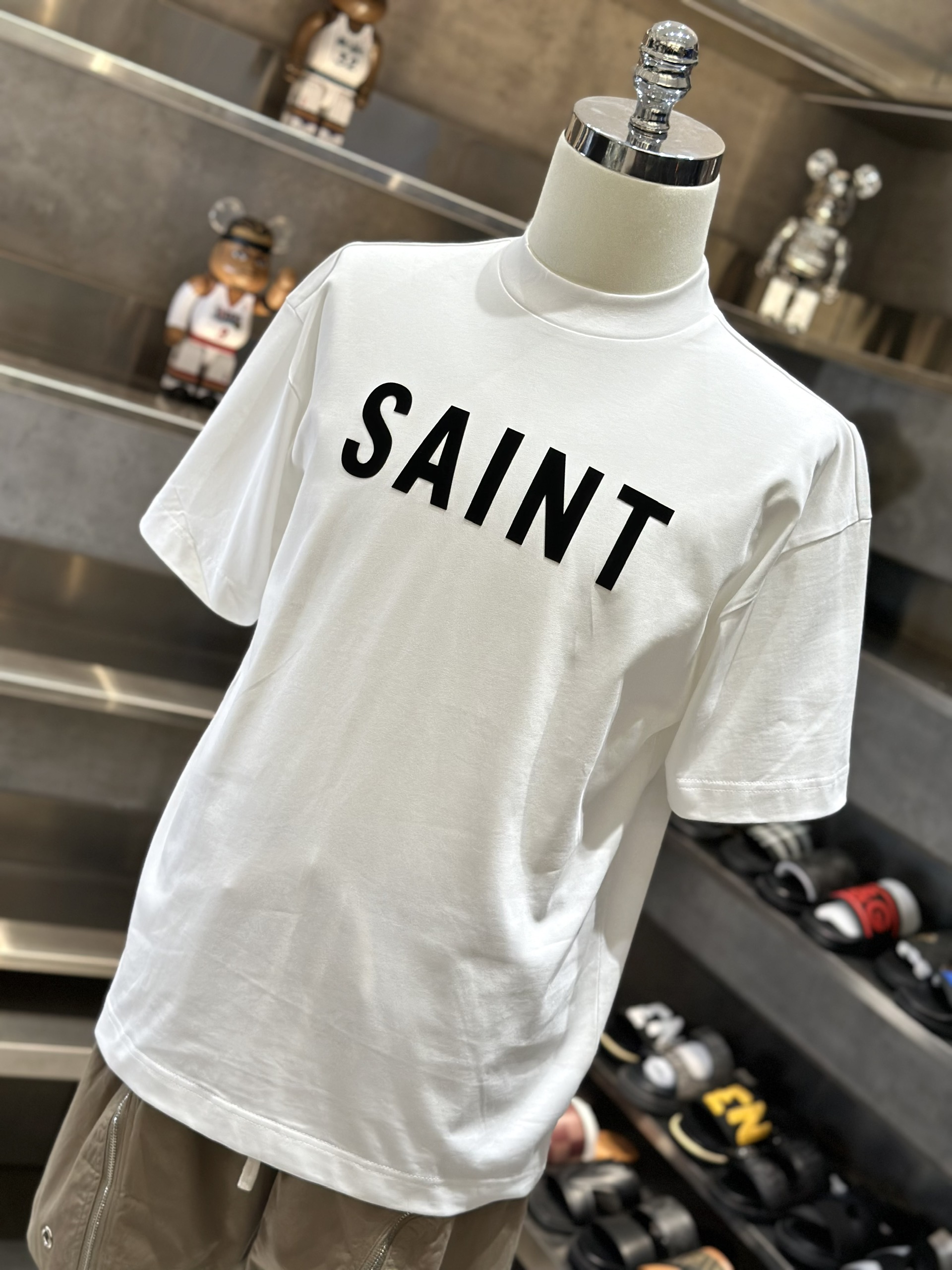 Áo phông T-shirt Saint Laurent YSL Trắng logo chữ Đen nổi ngực Like Auth VTN