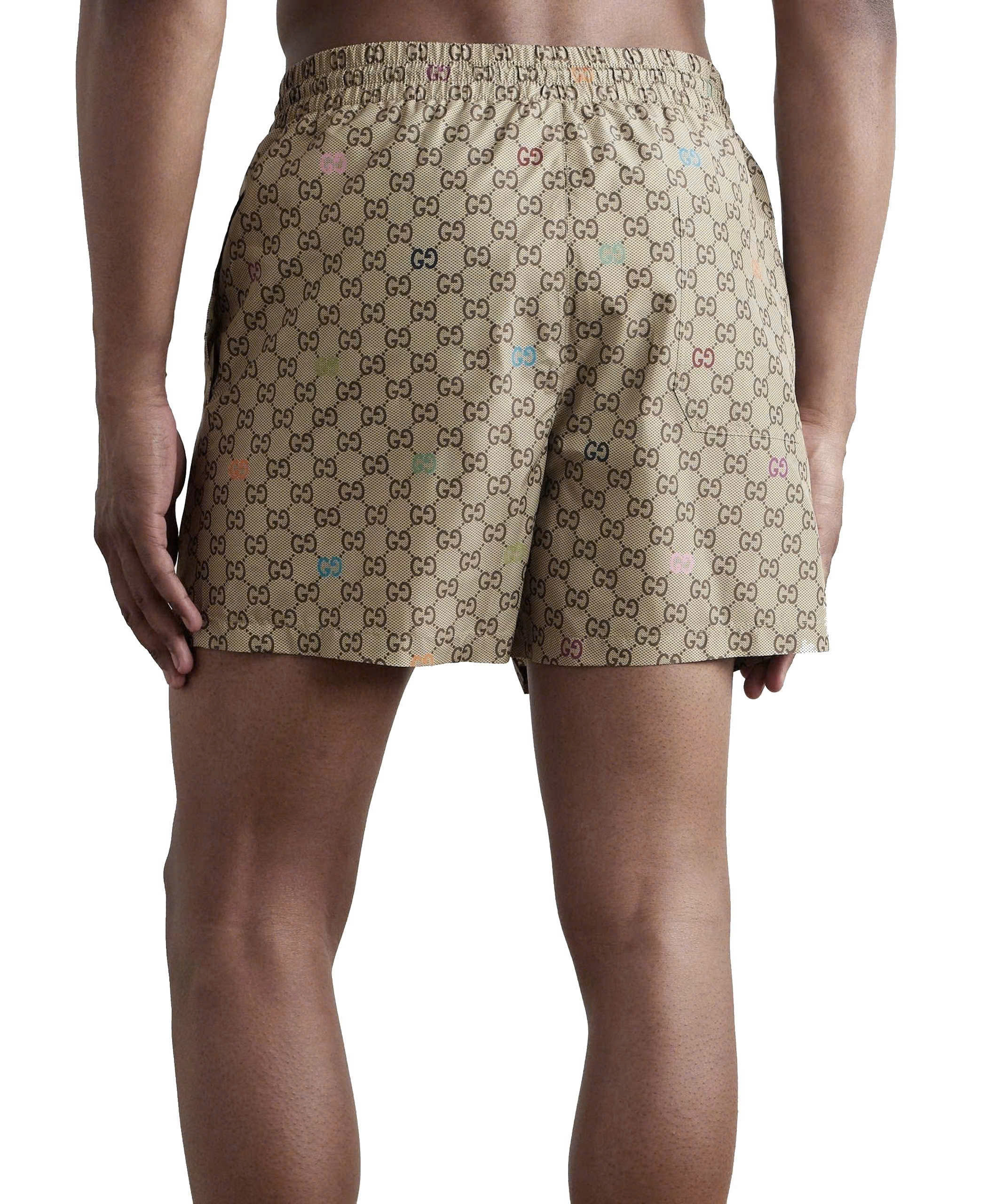 Quần short gió Gucci GC Nâu họa tiết monogram full phối dây Xanh Like Auth CD