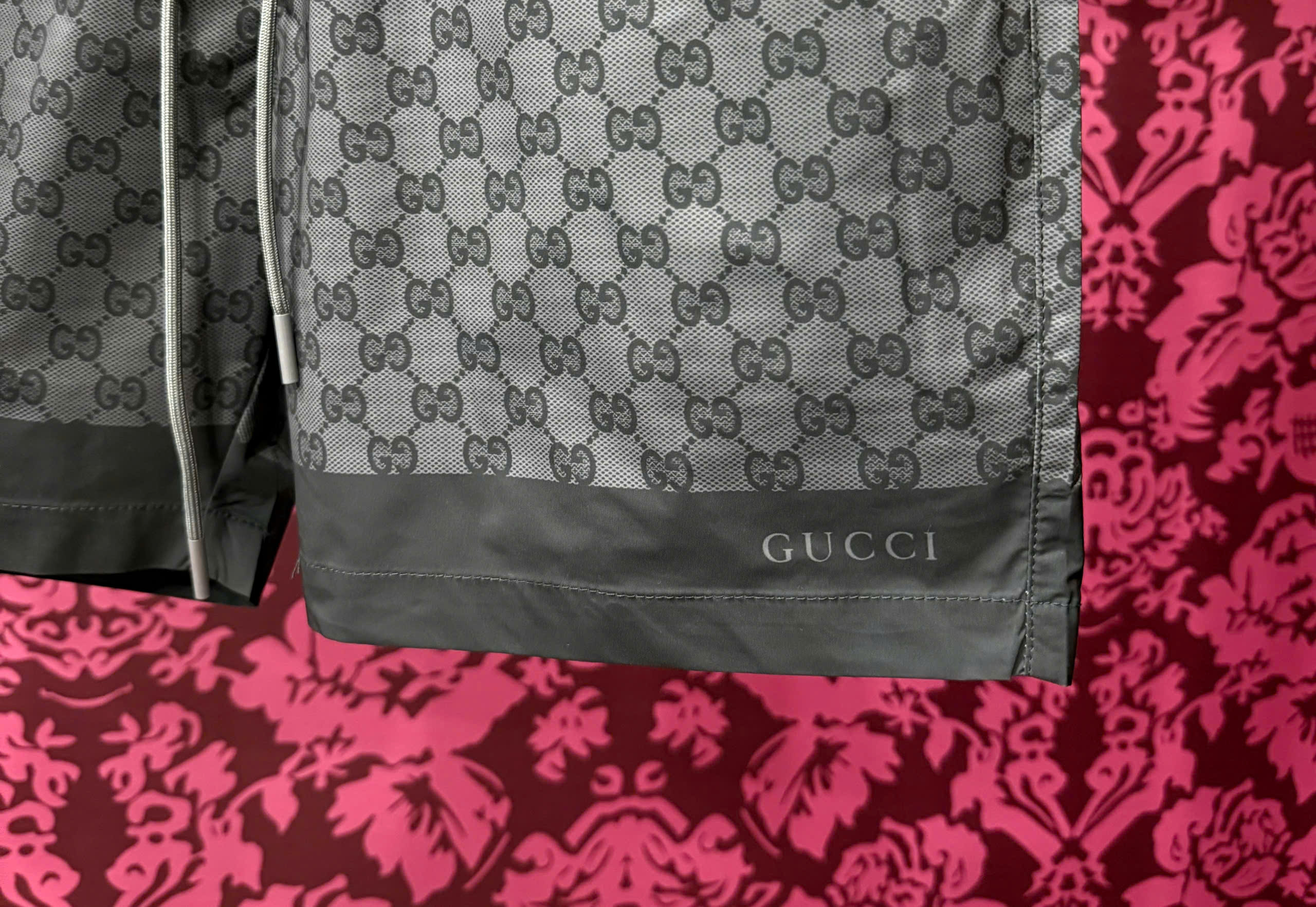 Quần short gió Gucci GC Xám họa tiết monogram Like Auth CD