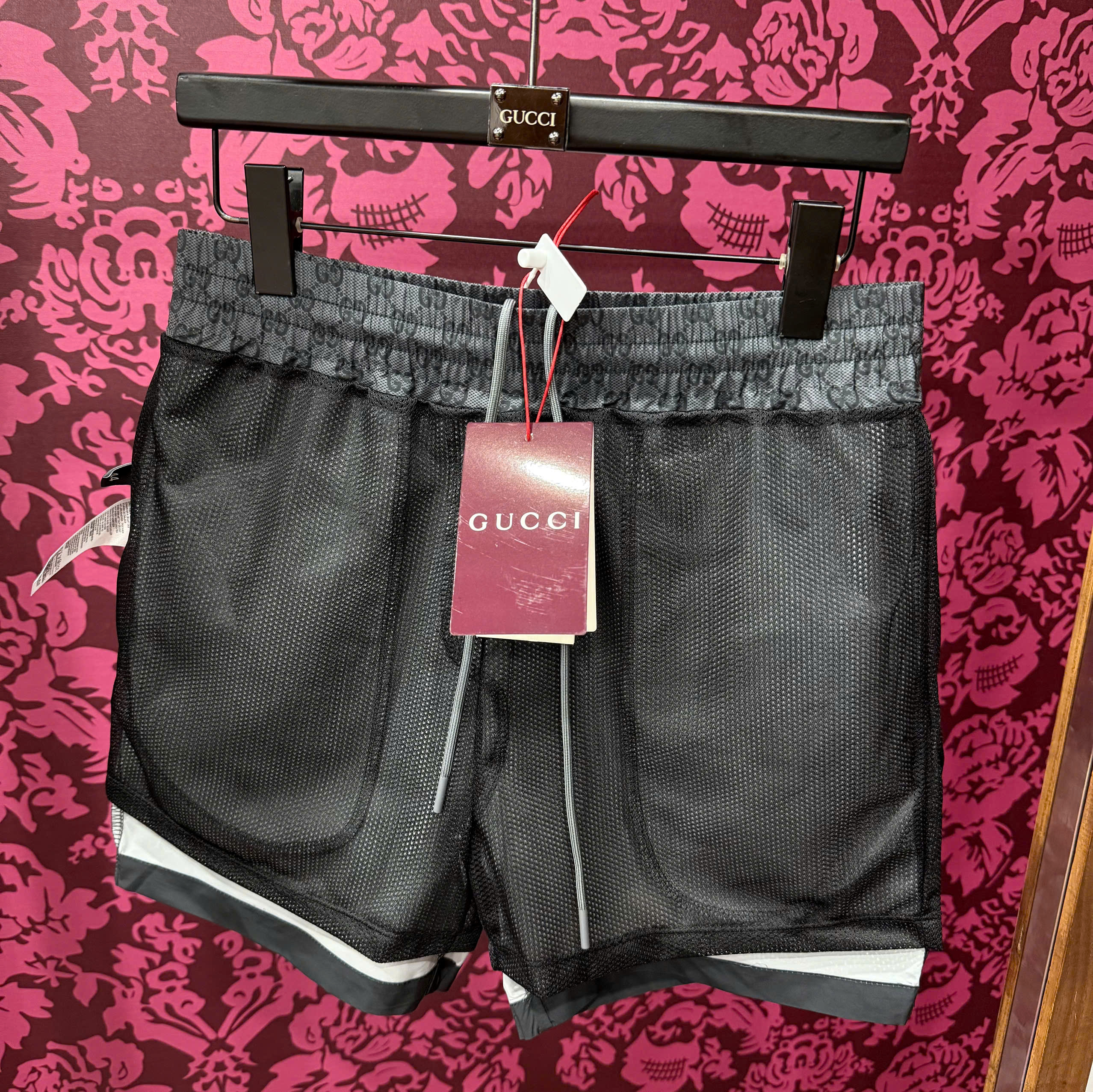 Quần short gió Gucci GC Xám họa tiết monogram Like Auth CD