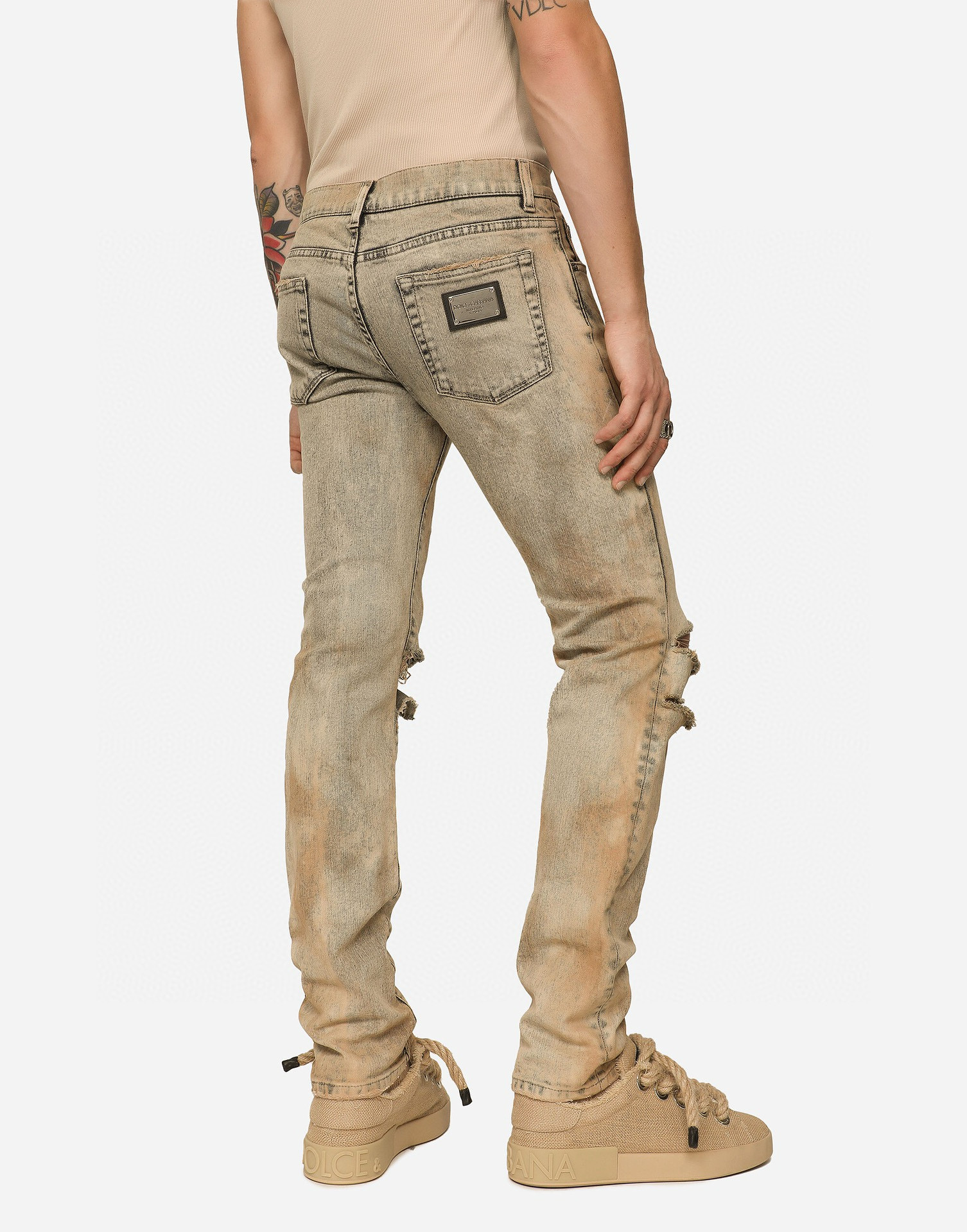 Quần jean Dolce Gabbana DG Nâu rách gối Like Auth VTN