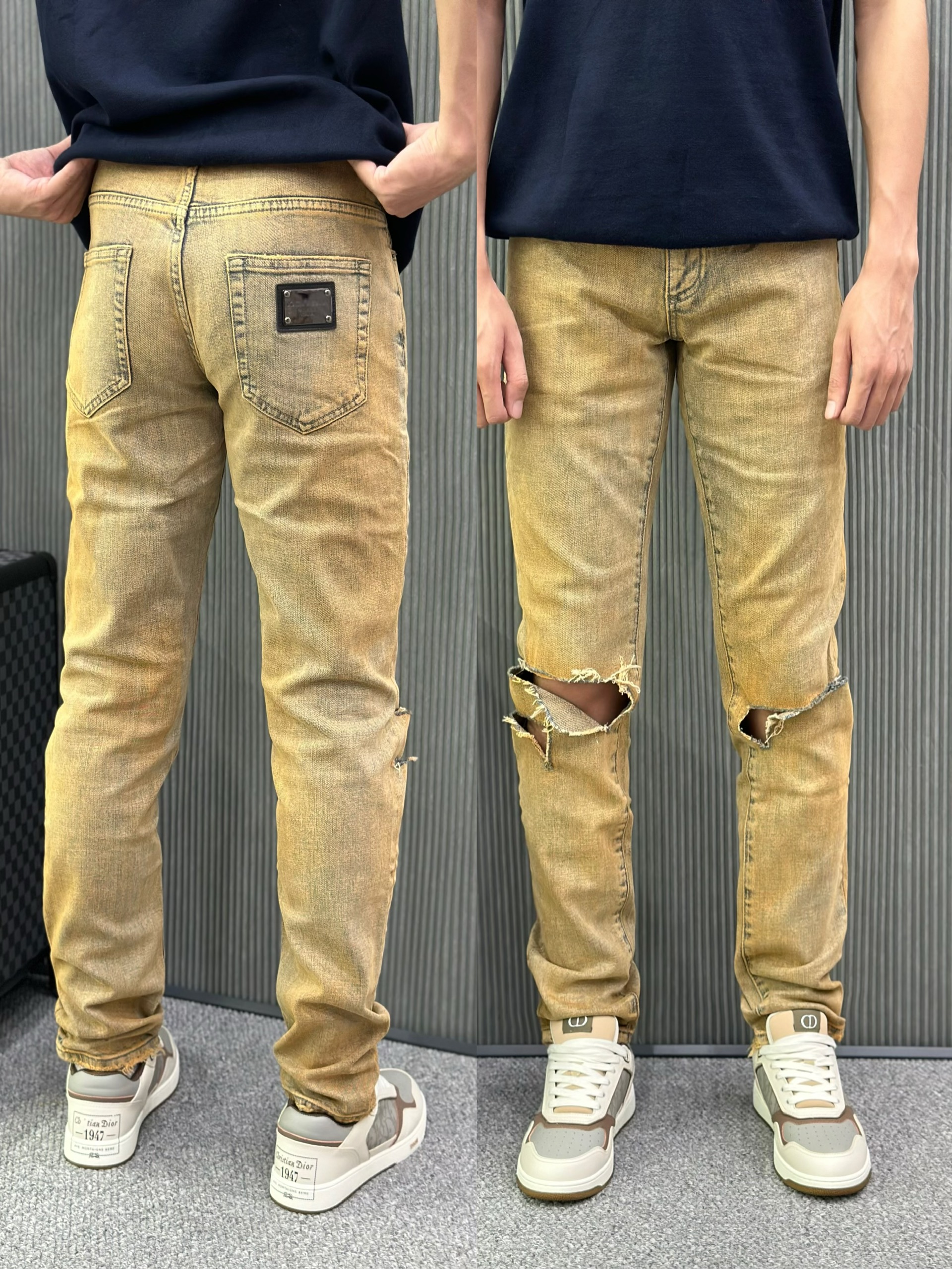 Quần jean Dolce Gabbana DG Nâu rách gối Like Auth VTN