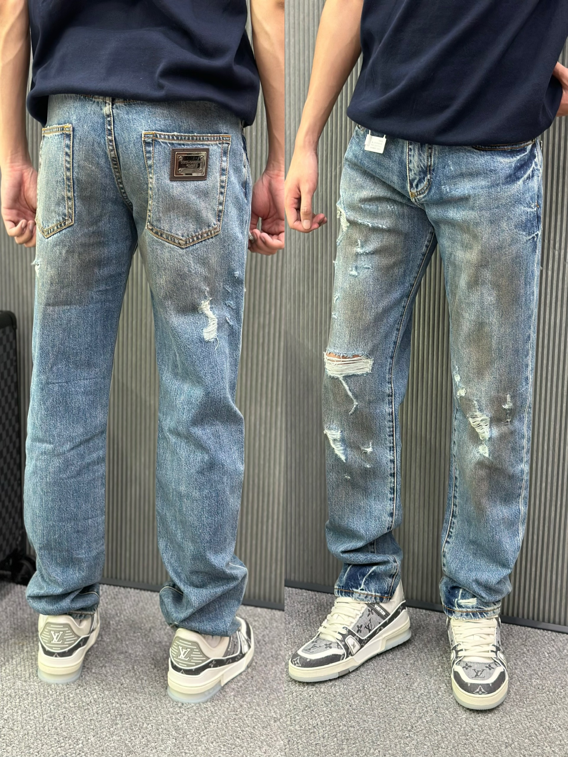 Quần jean Dolce Gabbana DG Xanh rách mài tag Nâu Like Auth VTN