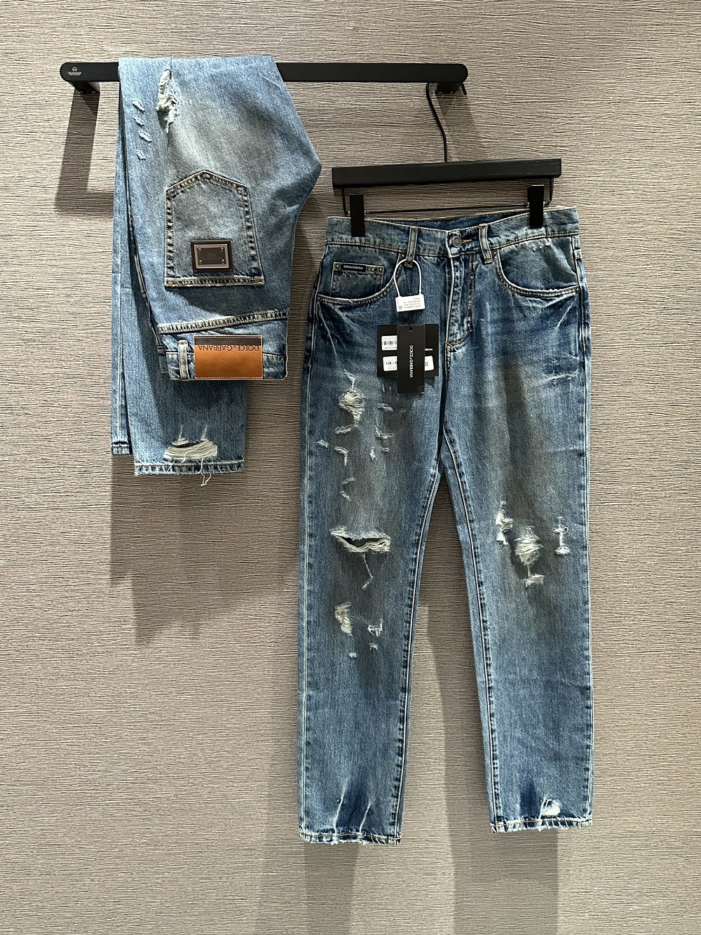 Quần jean Dolce Gabbana DG Xanh rách mài tag Nâu Like Auth VTN