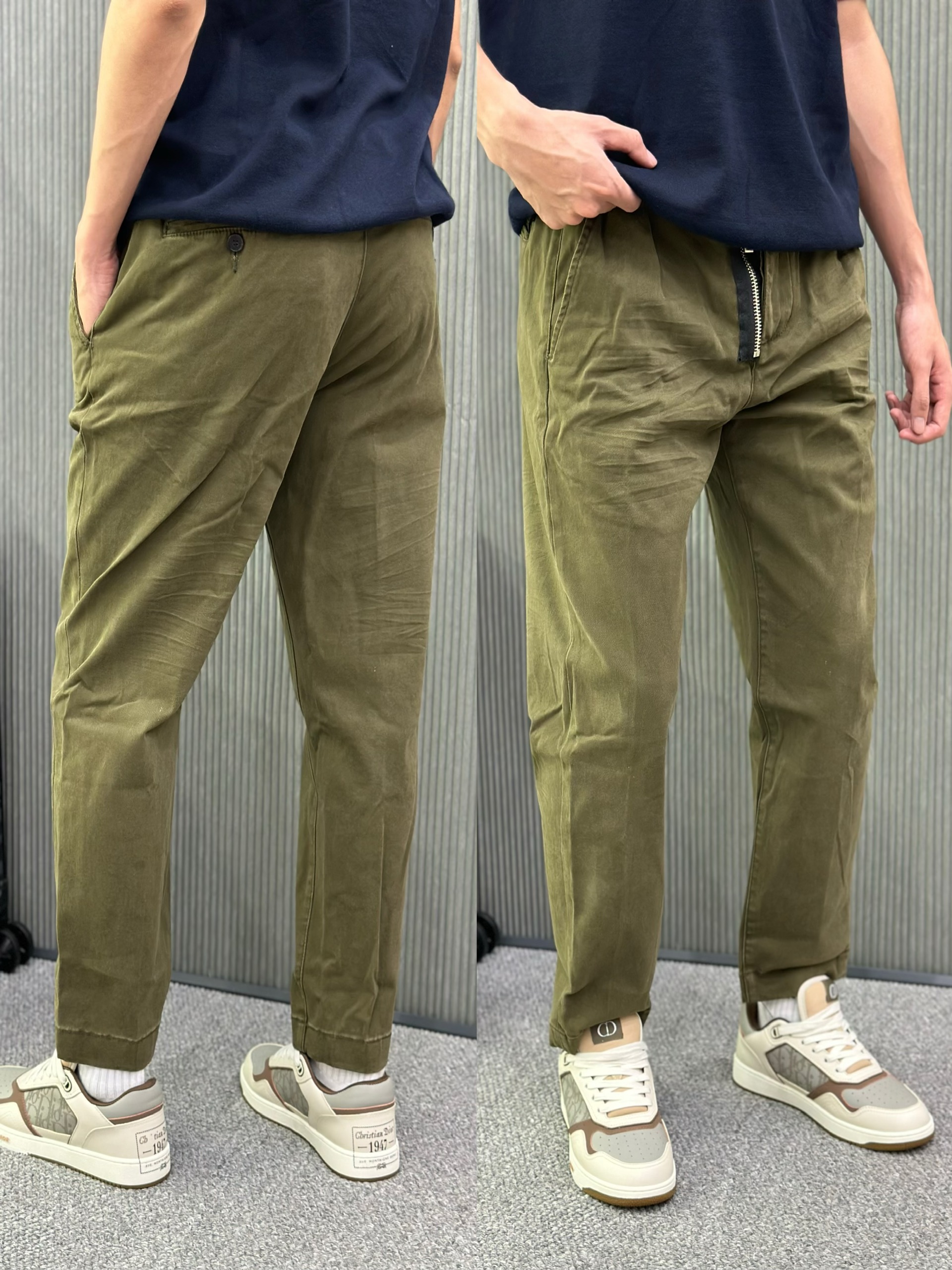 Quần dài kaki Dsquared2 DSQ2 Xanh rêu khóa lệch Like Auth VTN