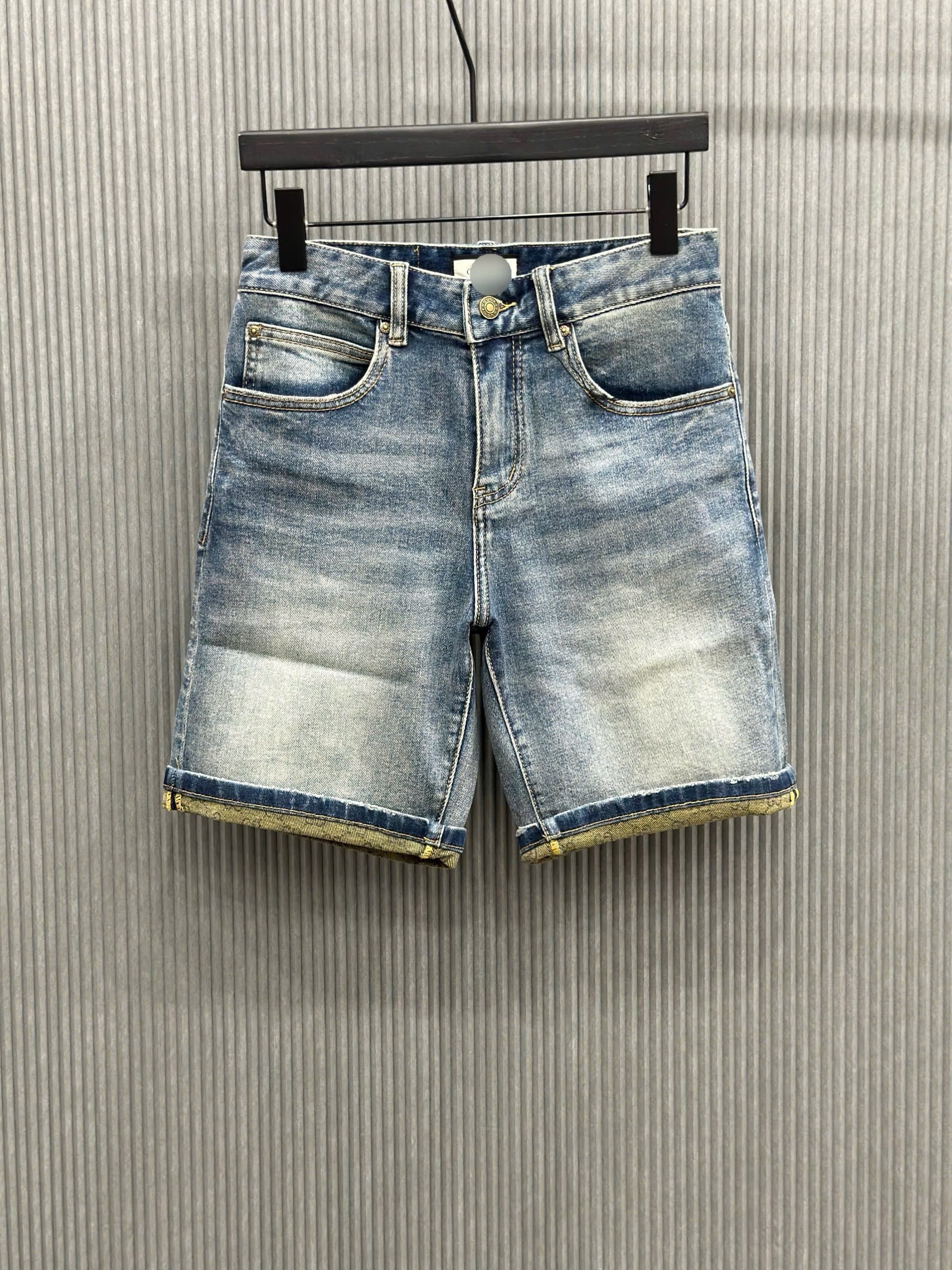 Quần short jean Gucci GC Xanh loang họa tiết gấu logo check tem cạp Like Auth VTN