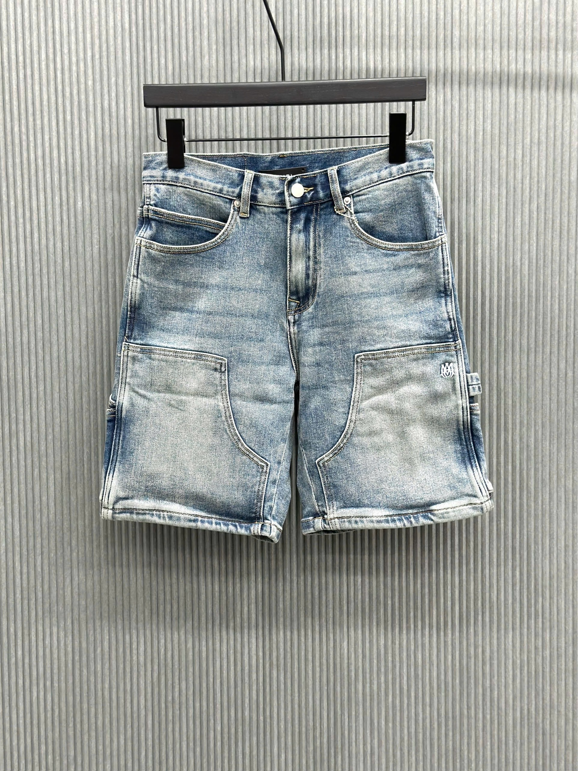 Quần short jean Amiri A Xanh loang túi đùi Like Auth VTN