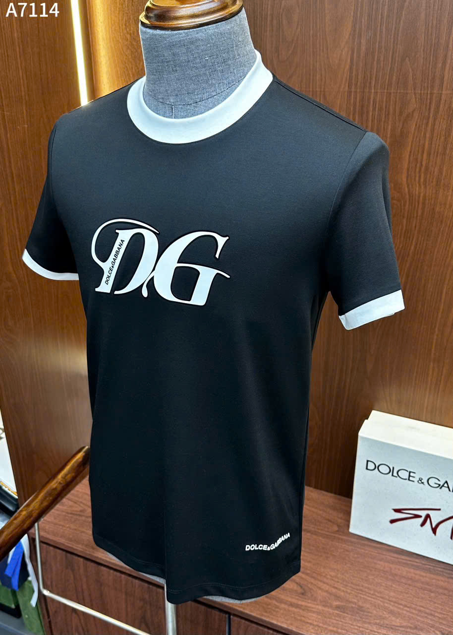 Áo phông T-shirt Dolce Gabbana DG logo chữ ngực viền cổ tay Like Auth LK