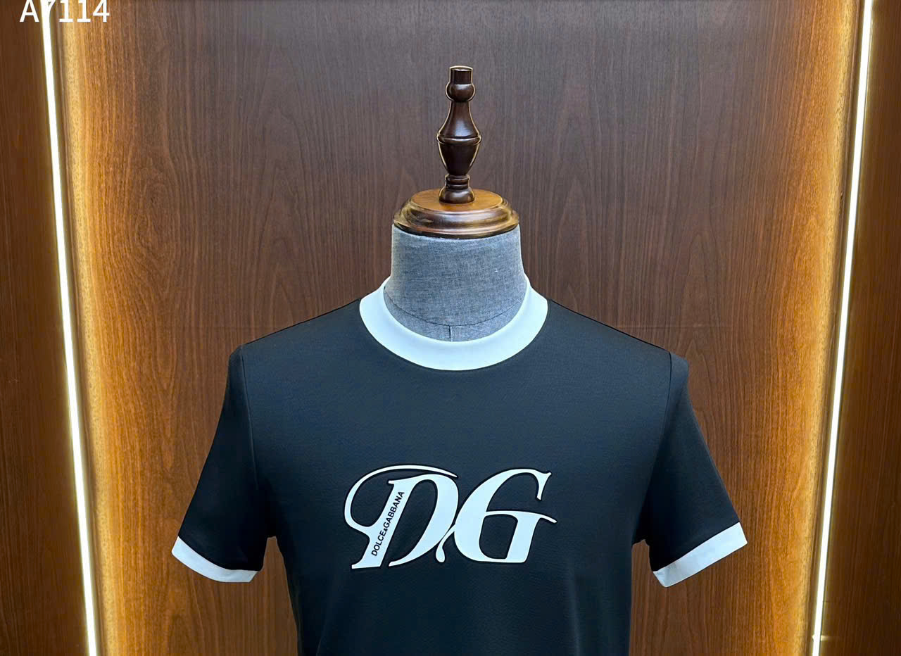 Áo phông T-shirt Dolce Gabbana DG logo chữ ngực viền cổ tay Like Auth LK