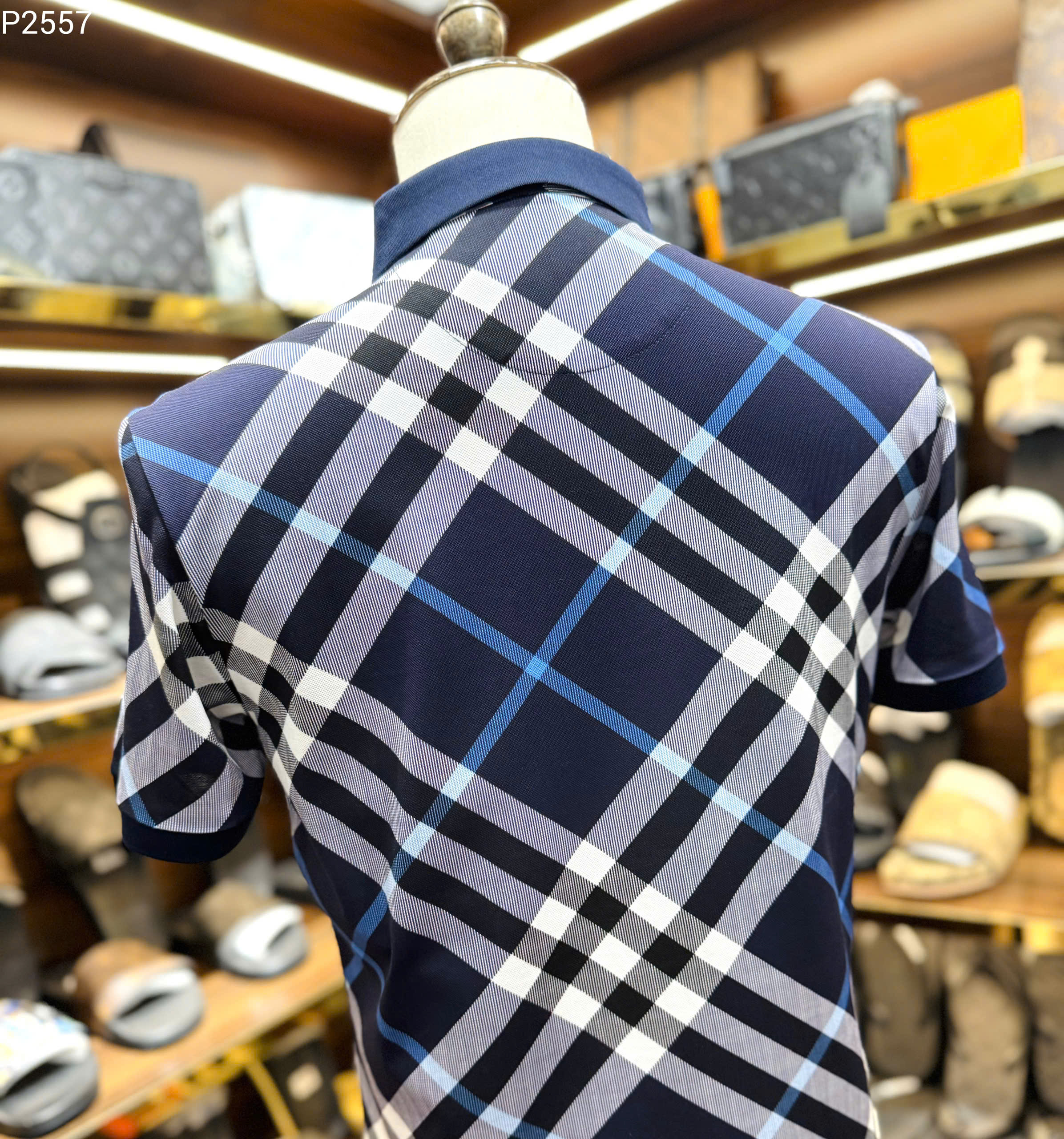 Áo polo Burberry BBR Xanh than kẻ sọc basic Like Auth MK