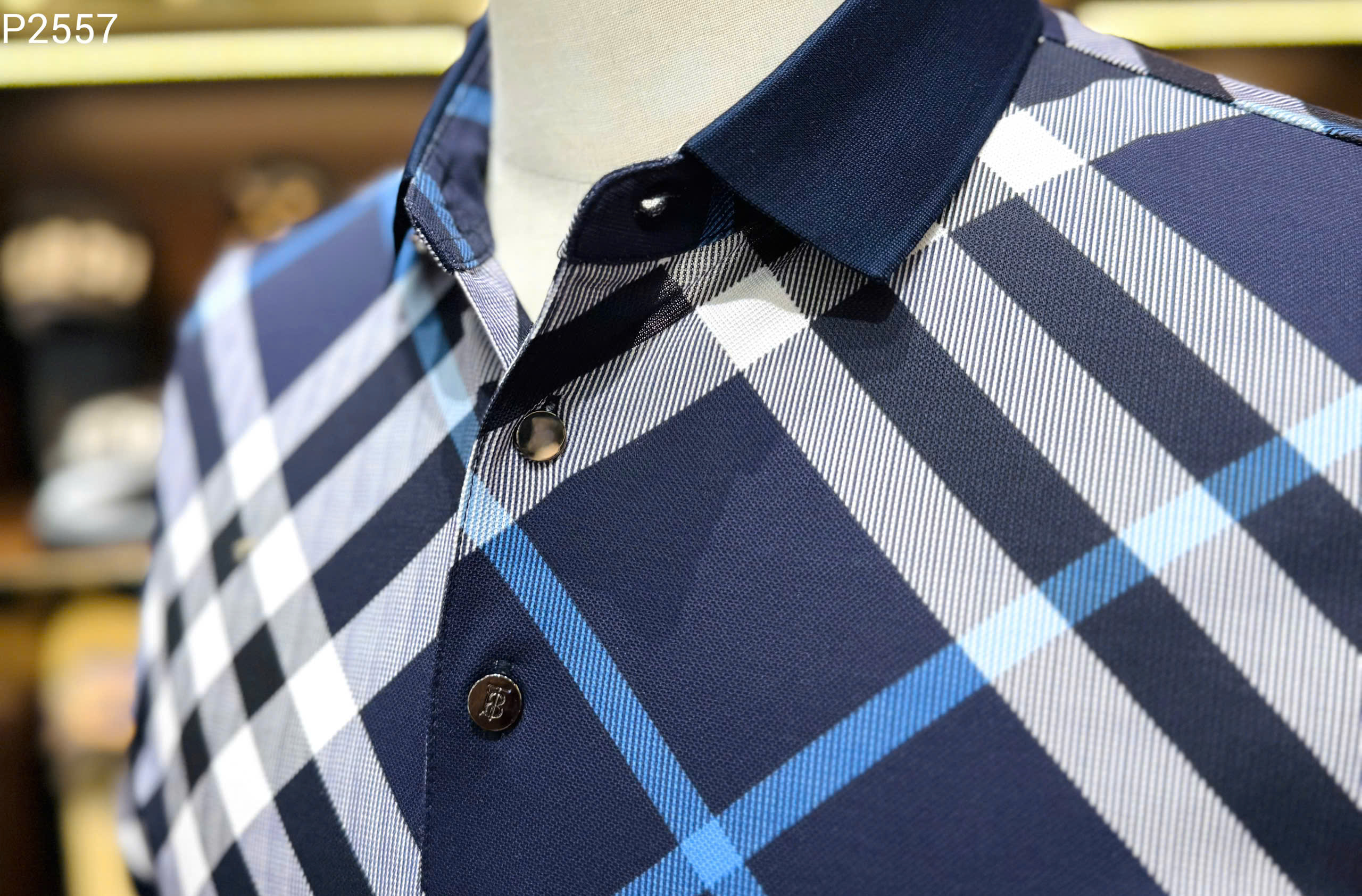 Áo polo Burberry BBR Xanh than kẻ sọc basic Like Auth MK