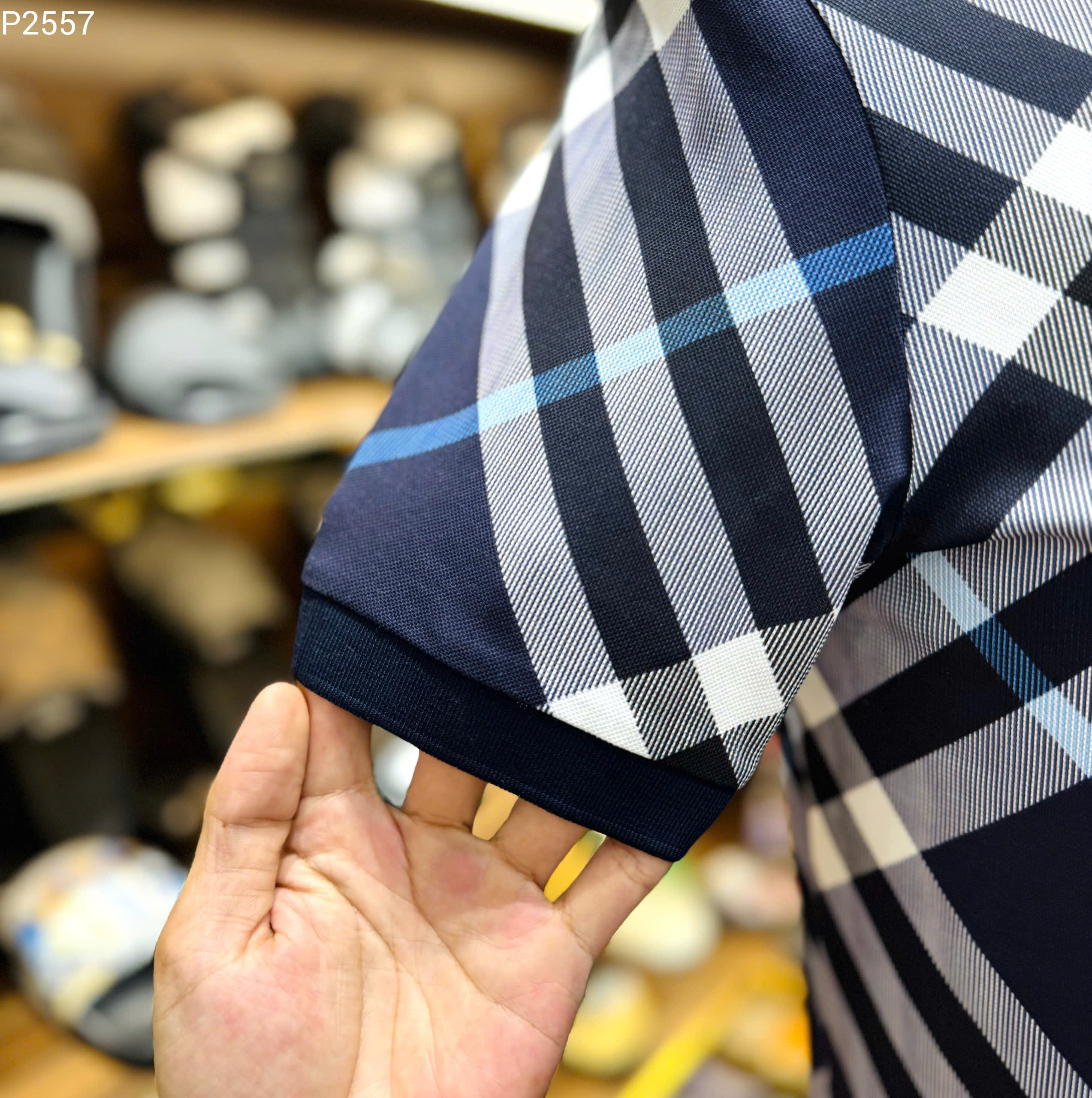 Áo polo Burberry BBR Xanh than kẻ sọc basic Like Auth MK