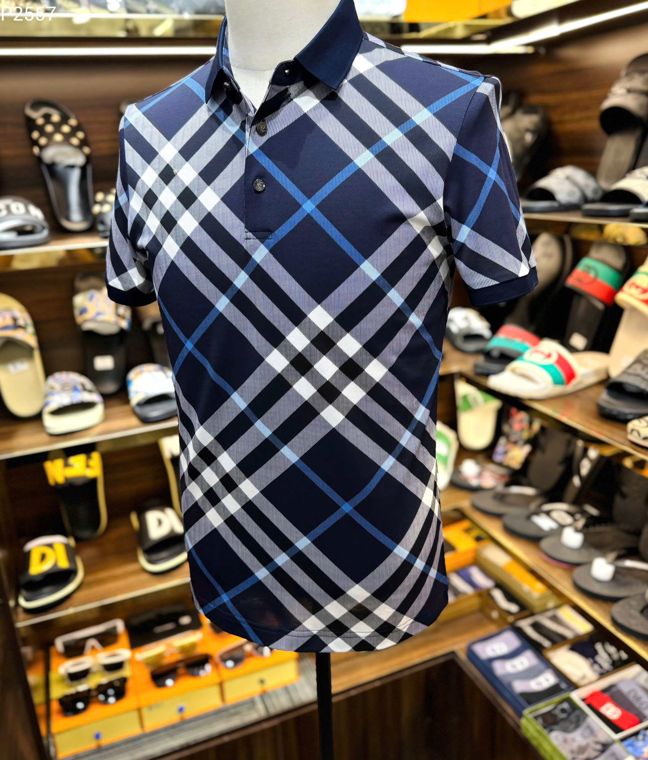 Áo polo Burberry BBR Xanh than kẻ sọc basic Like Auth MK