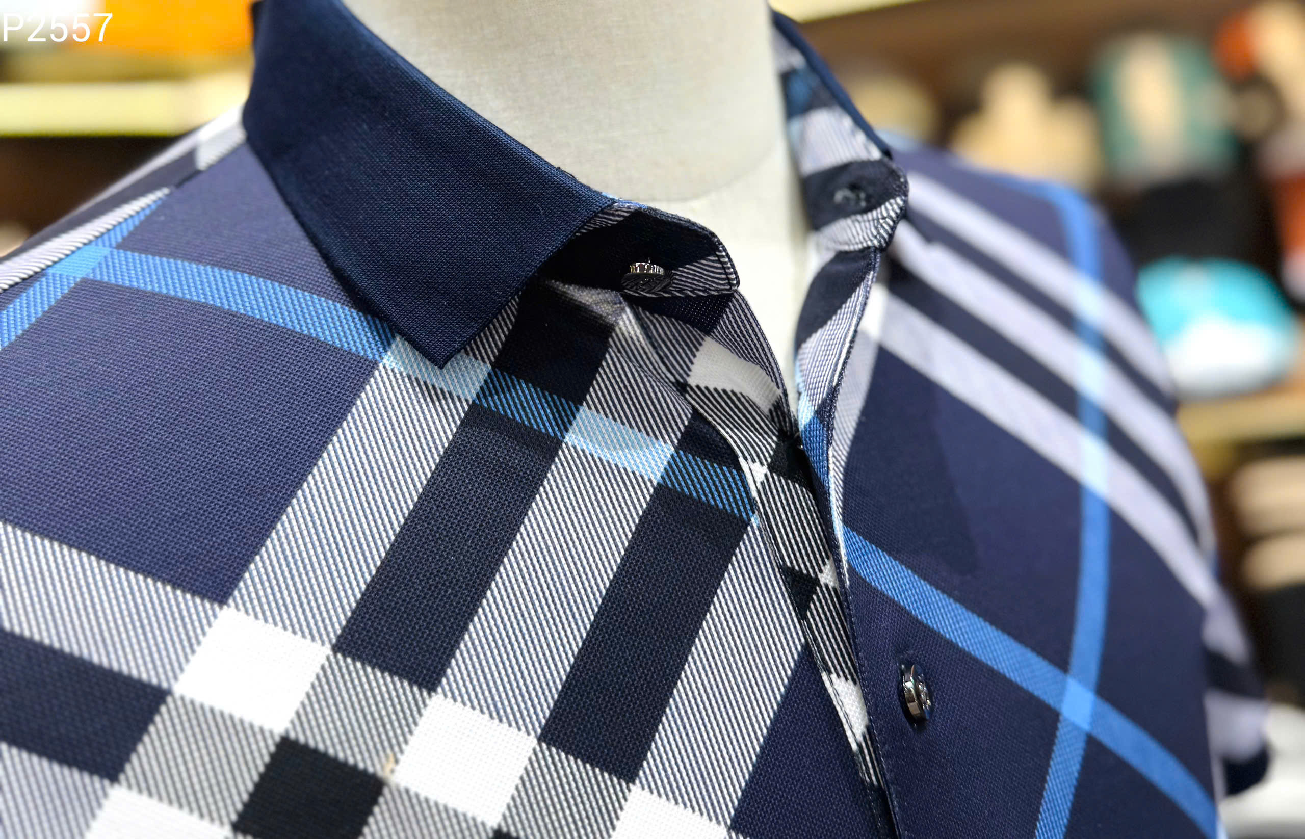 Áo polo Burberry BBR Xanh than kẻ sọc basic Like Auth MK
