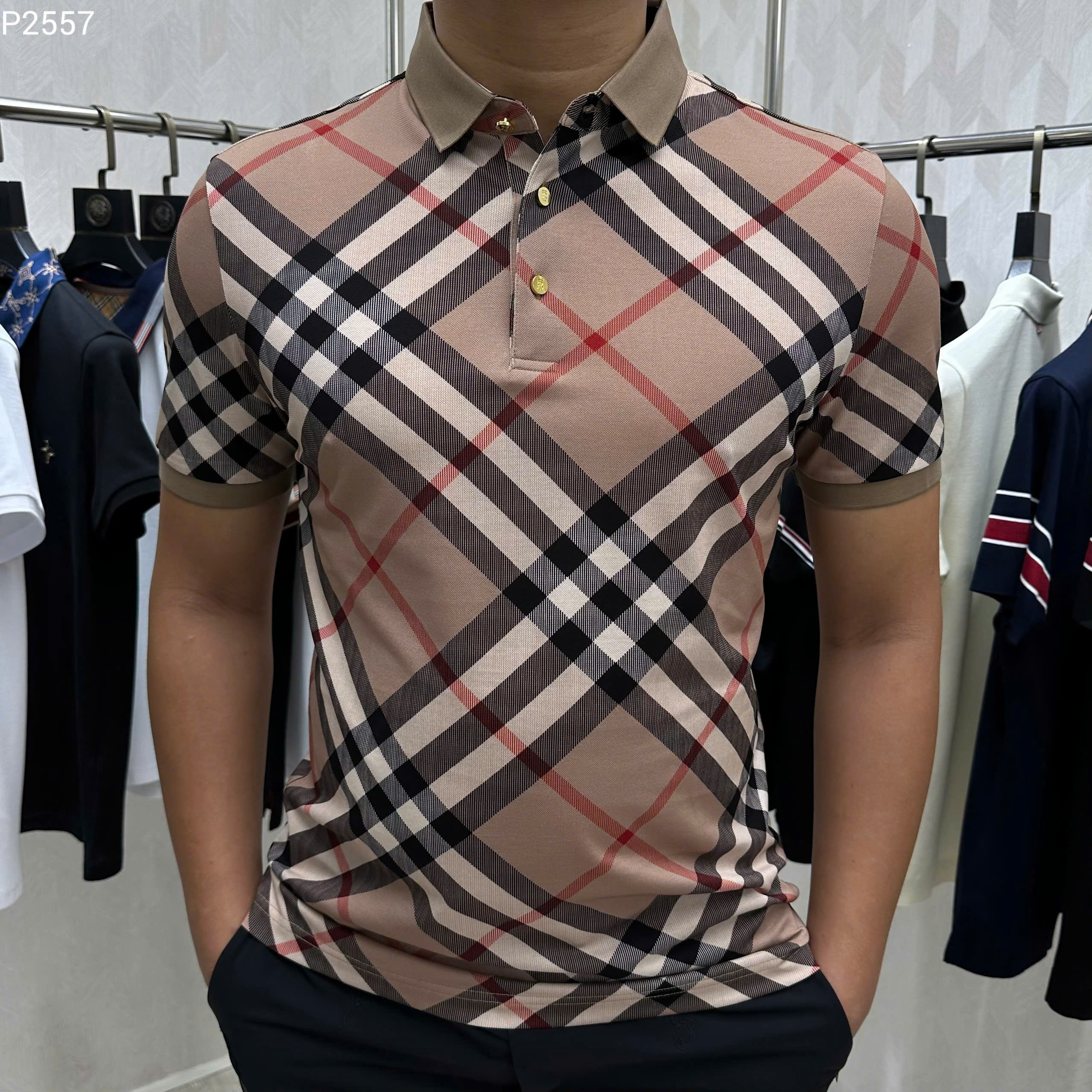 Áo polo Burberry BBR Nâu kẻ sọc to basic Like Auth MK