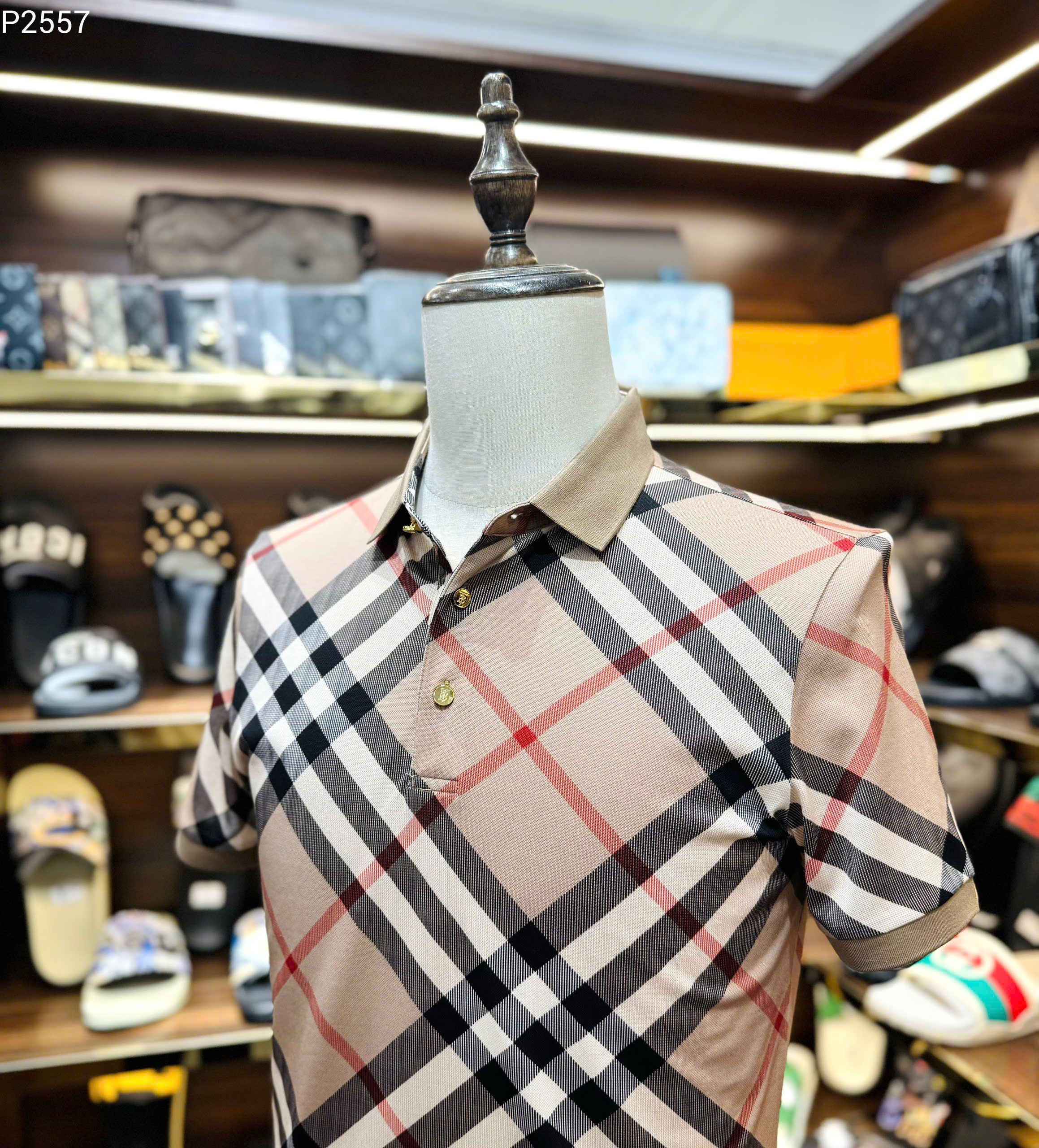 Áo polo Burberry BBR Nâu kẻ sọc to basic Like Auth MK
