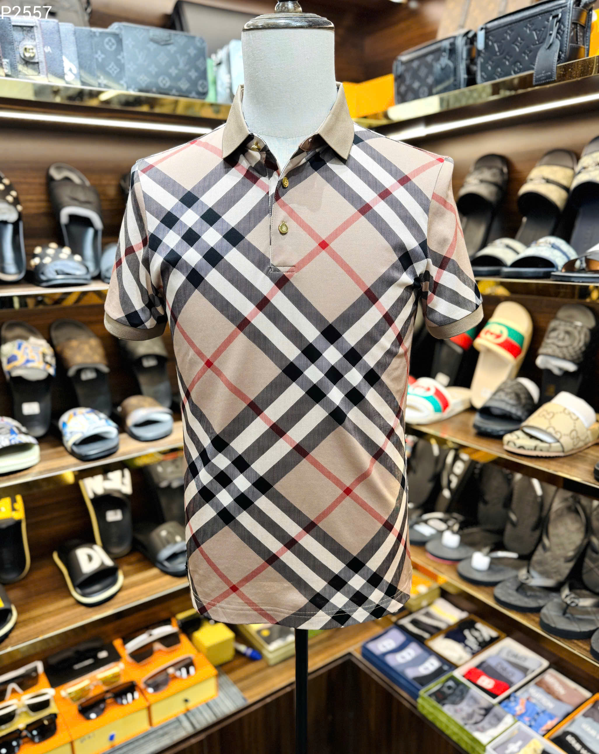 Áo polo Burberry BBR Nâu kẻ sọc to basic Like Auth MK