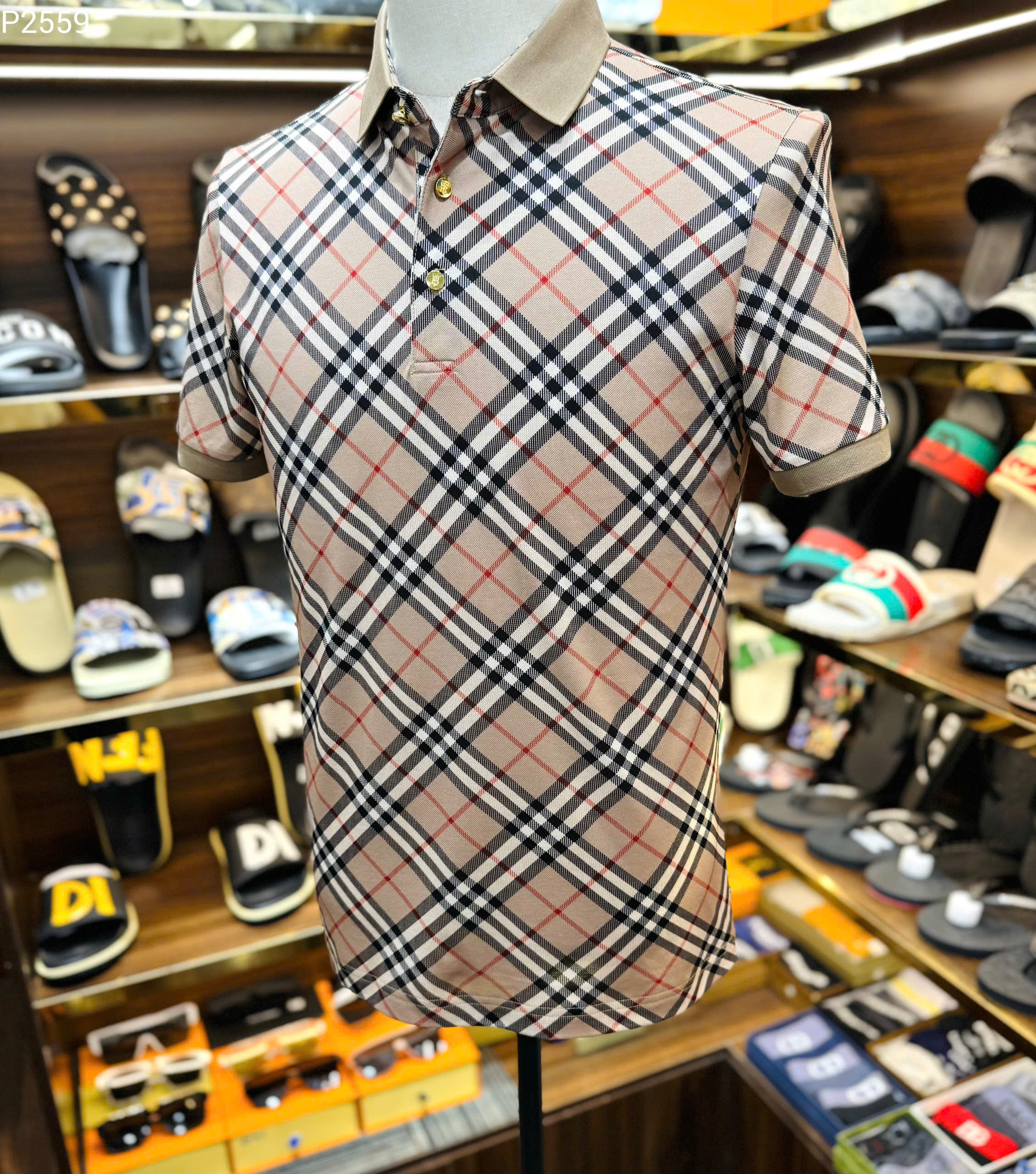 Áo polo Burberry BBR Nâu kẻ sọc nhỏ basic Like Auth MK