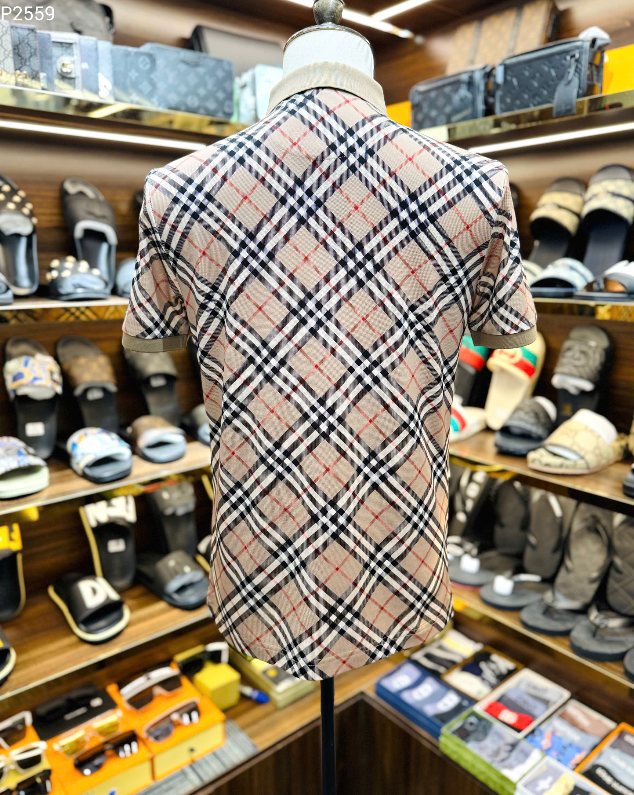 Áo polo Burberry BBR Nâu kẻ sọc nhỏ basic Like Auth MK