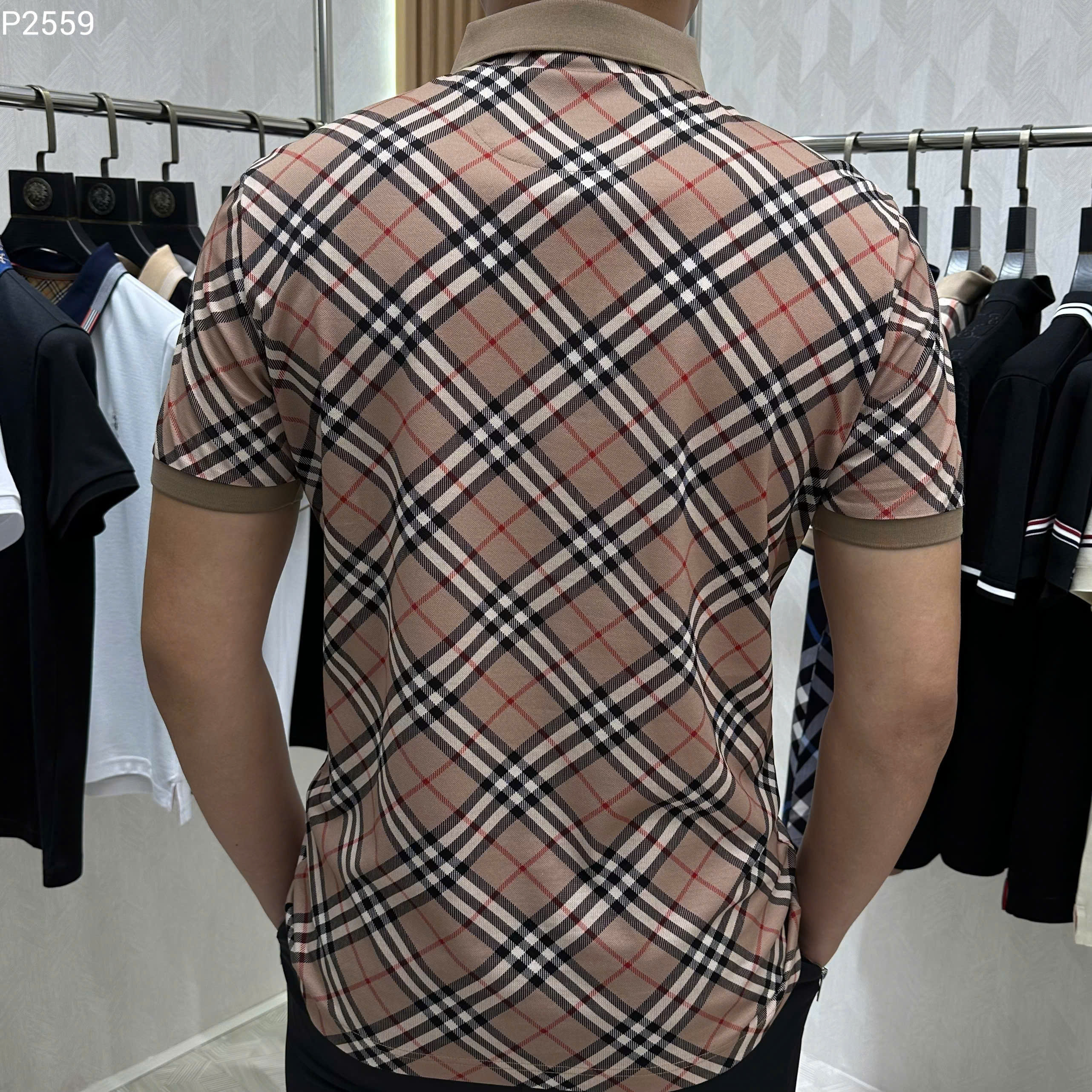 Áo polo Burberry BBR Nâu kẻ sọc nhỏ basic Like Auth MK